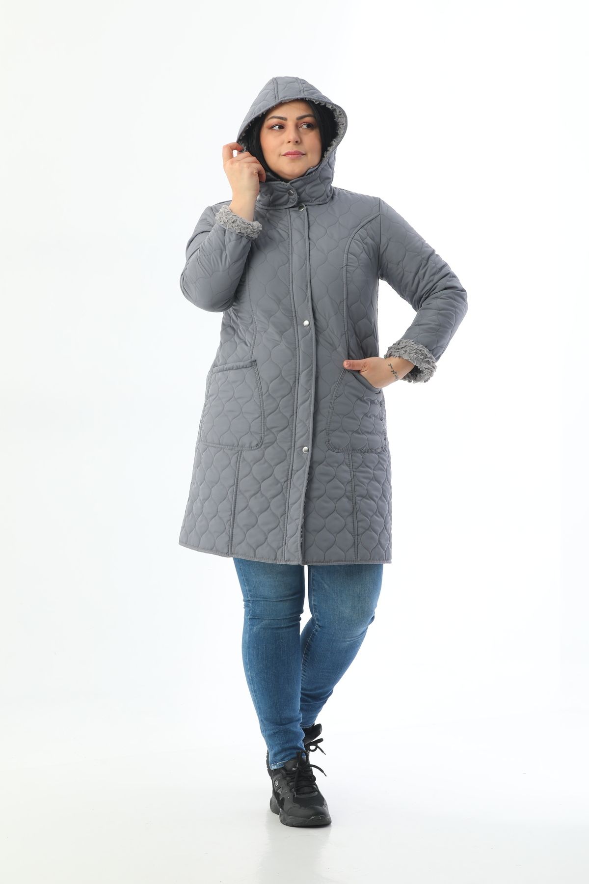 TUTveAL Collection-Large Size Imported Soft Fur Coat - Rabbit Hair, Water Repellent, Quilted 5