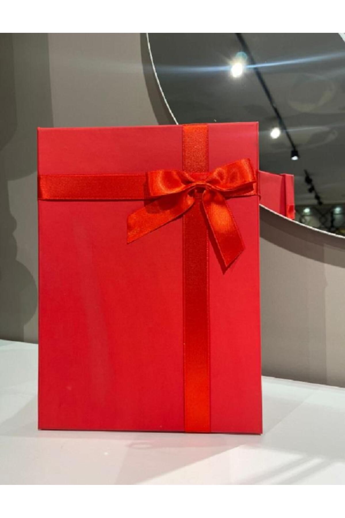 KOLİX-Red Kolix Gift Box with Ribbon - Hard Quality, Small Size, Single Groom Bridal Bundle Box 26X20X8 5