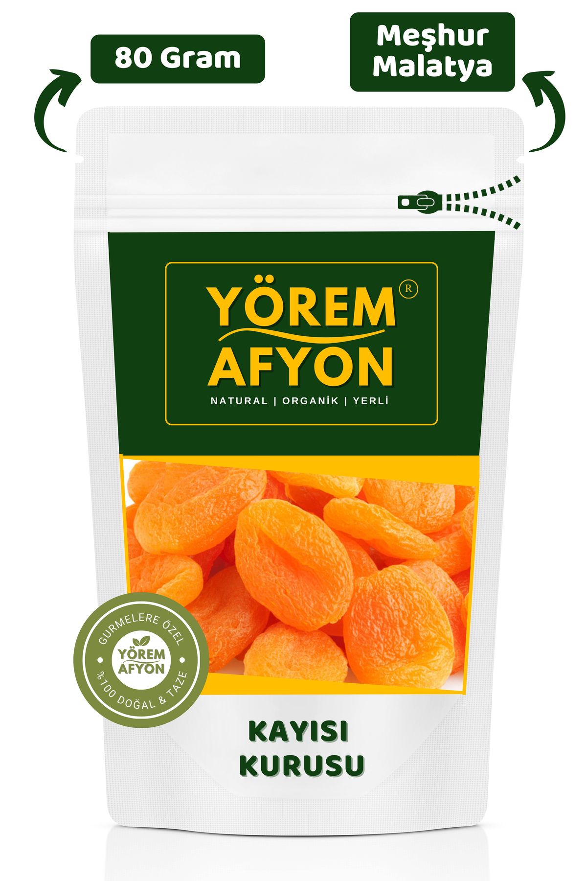 Gülçehre Yörem Afyon Meşhur Malatya Güneşte Kurutulmuş Etli Jumbo Boy Vegan Kayısı Kurusu, Şekerpare | 80gr.