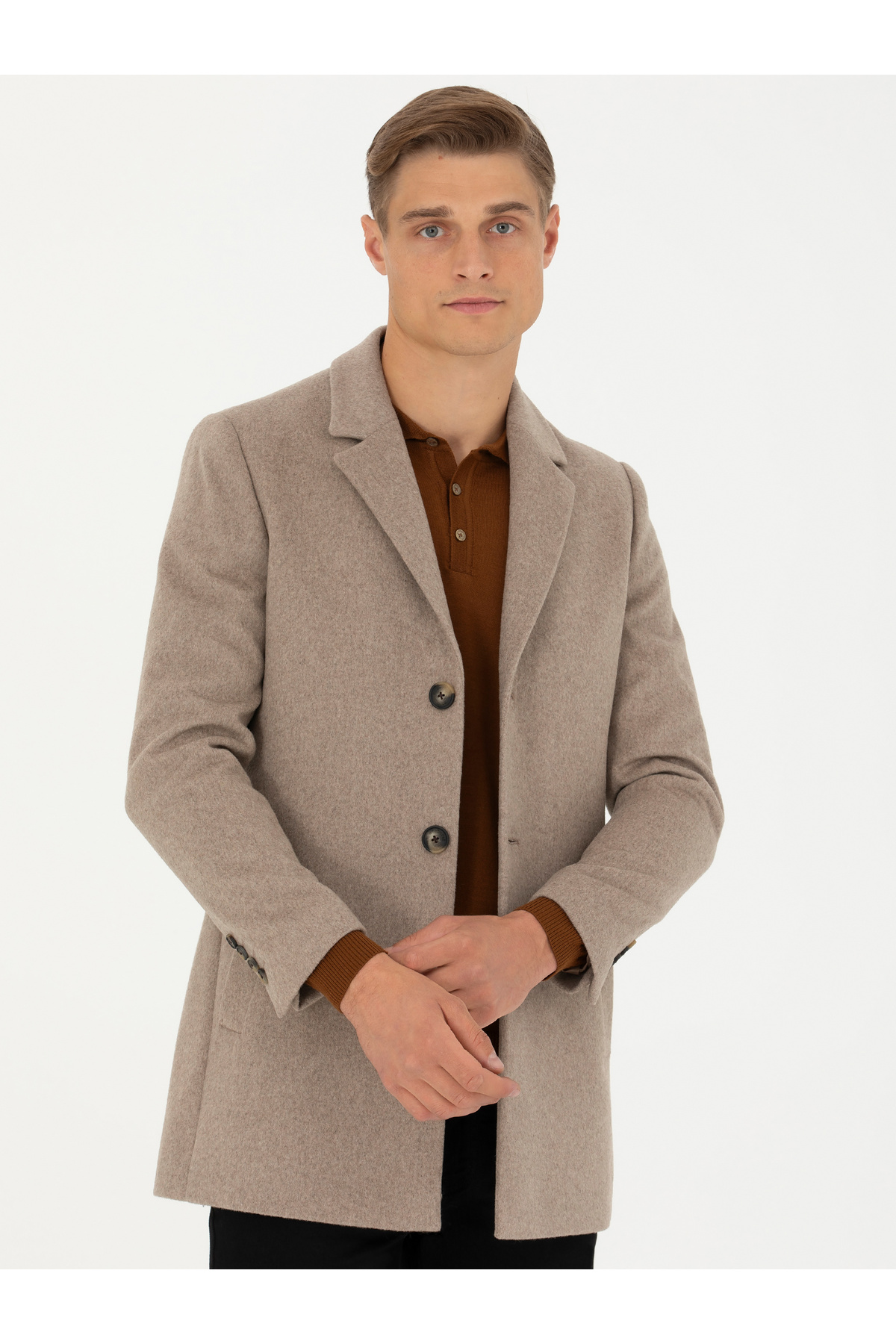 Cacharel Vizon Yün Karışımlı Ex.Slim Fit Palto 50274045-VR052 görsel 4