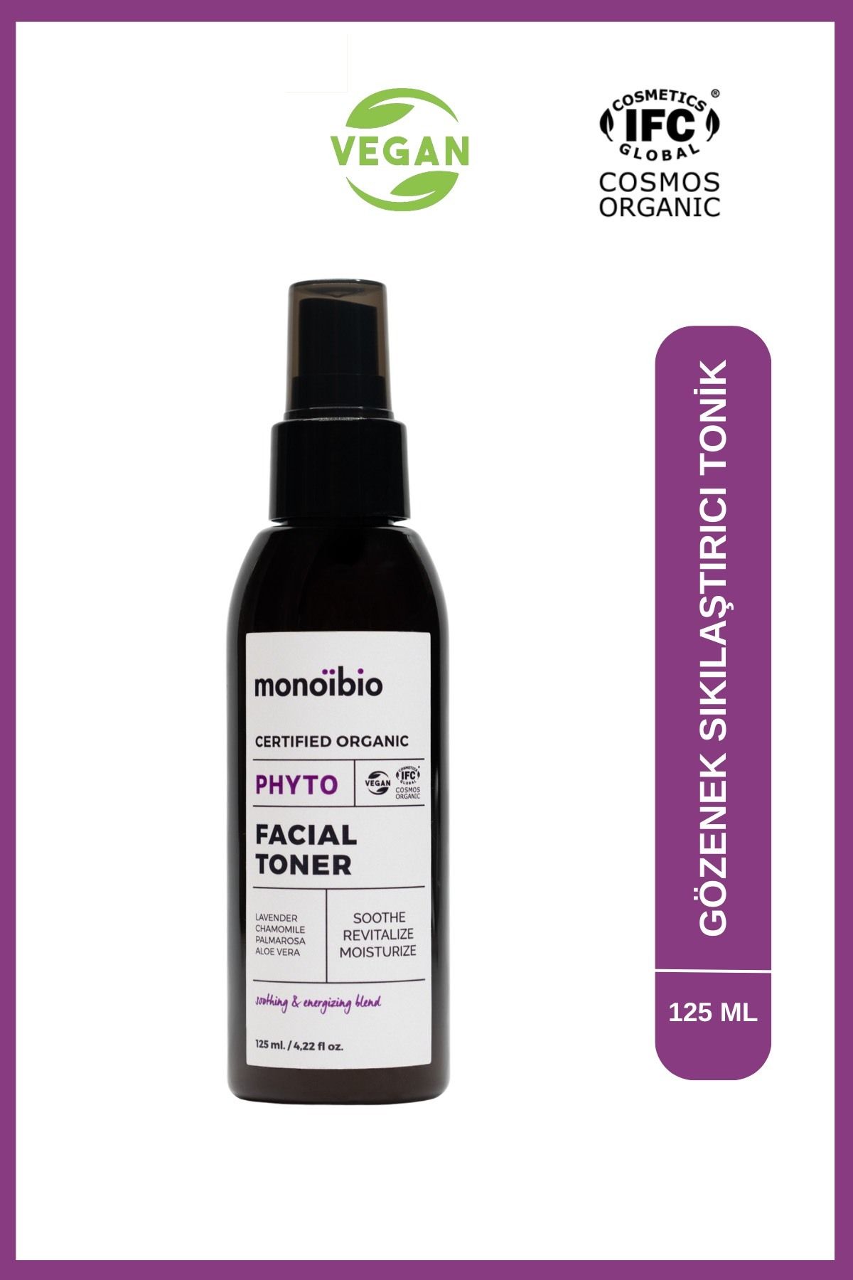 Monoibio Organik Sertifikalı Dengeleyici Gözenek Sıkılaştırıcı Yüz Bakım Toniği - Phyto Face Toner 125 ml