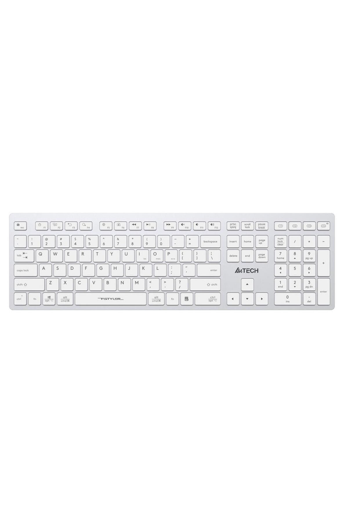Vobotek Teknoloji A4 Tech Fstyler FBX50C Beyaz Bluetooth+2.4G Nano Fn Şarjlı Multimedya Klavye