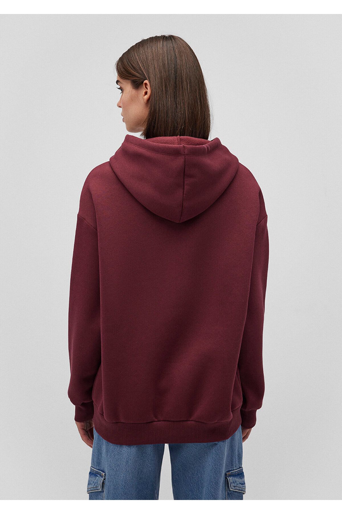 Mavi-Logo Printed Hooded Claret Red Sweatshirt1600361-85493 4