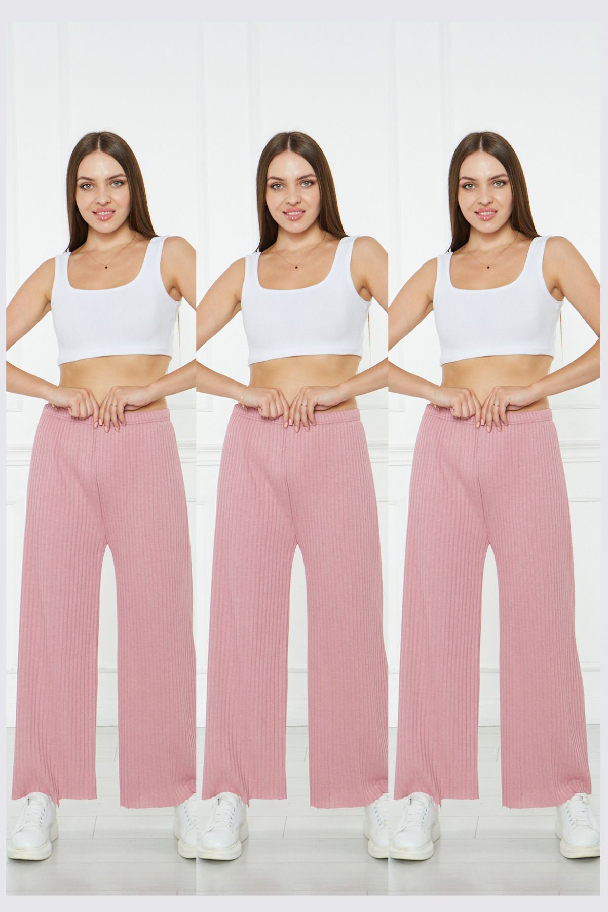 RTBUTİK Pantaloni De Pijama Confortabili Din Velur Pentru Femei - Set De 3, Îmbrăcăminte Casual Pentru Acasă Femeie - S/M