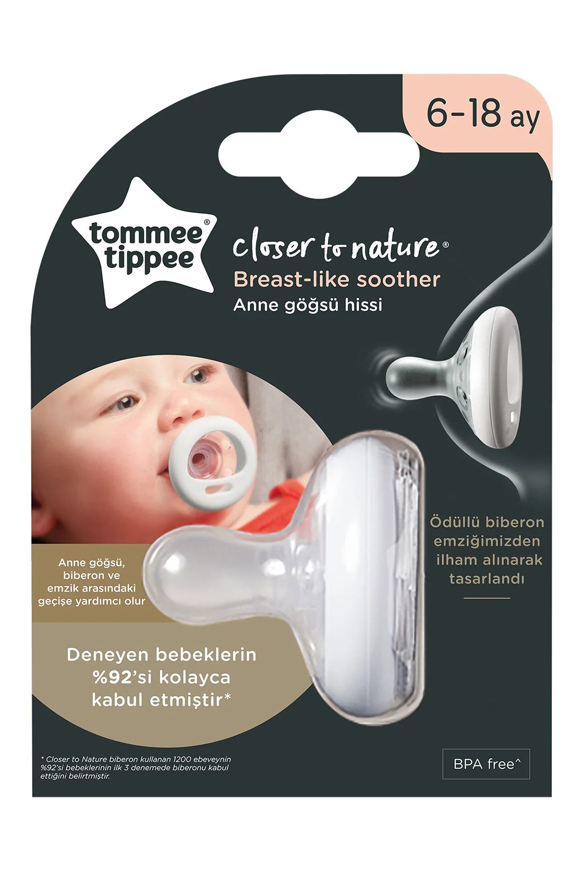 tommee tippee-Breastlike Pacifier 6-18 Months White 2