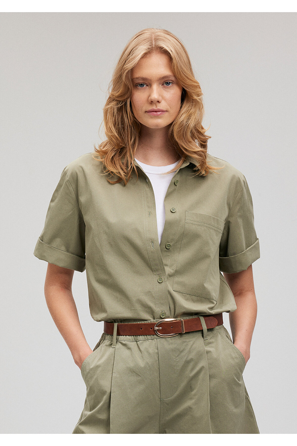 Mavi Yeşil Gömlek Loose Fit / Bol Rahat Kesim 1210756-71559 — سبز