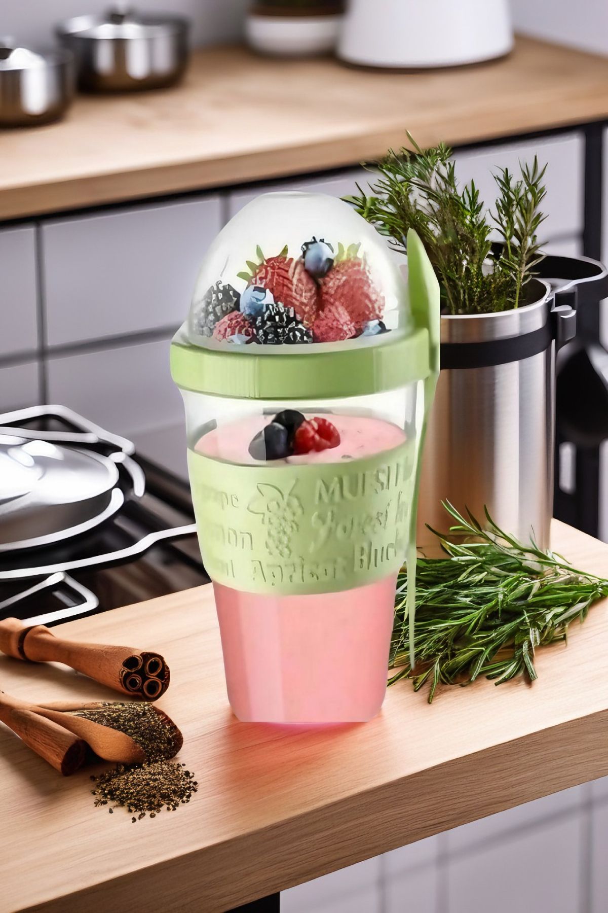 Open Home Concept-600ml Capacity - 2 Pcs Yogurt Muesli Salad Fruit Storage Container with Fork and Spoon for Diet and Breakfast 4