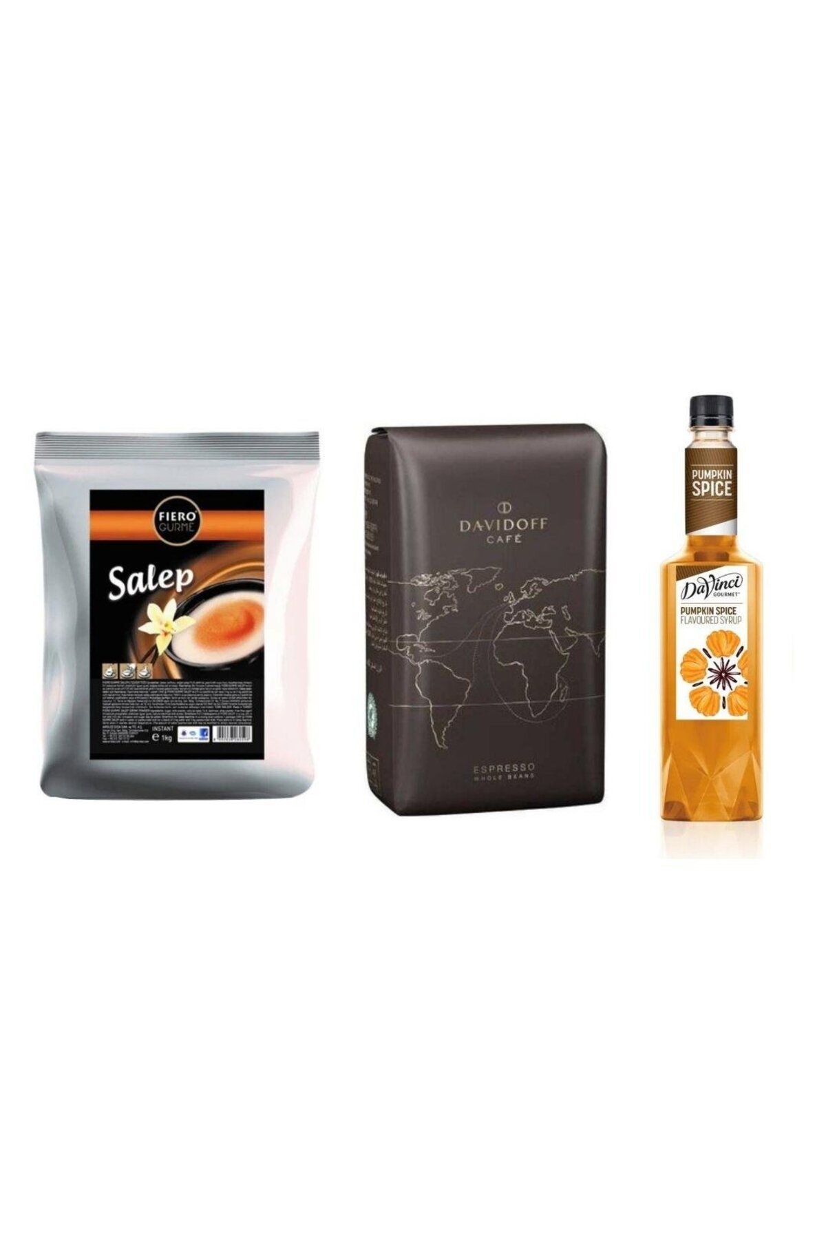 Fıero Toz Salep 1 Kg Espresso Çekirdek Kahve 500 gr Da Vinci Baharatlı Bal Kabağı 750 ml Şurup (3lü Içecek