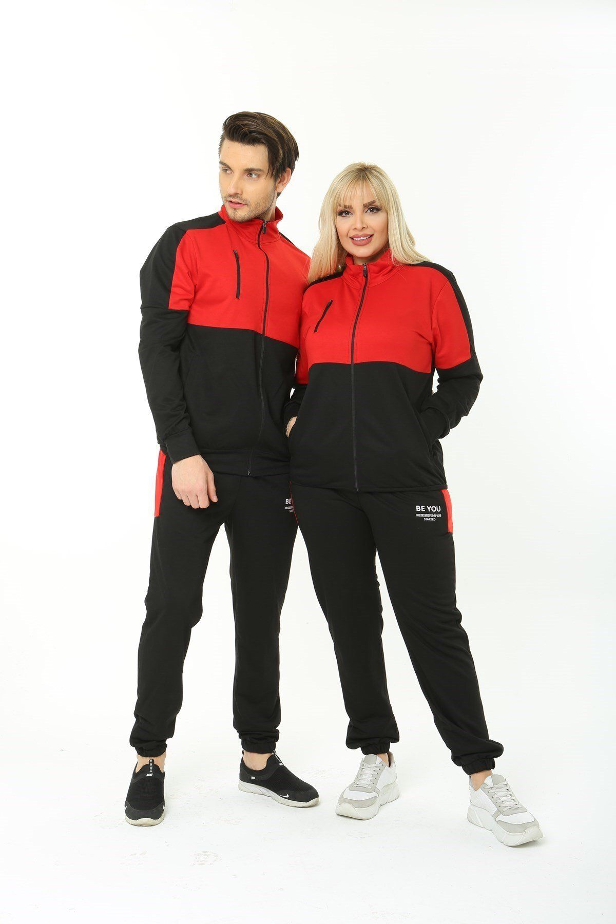 EGZEBRU-Be You Red Black Double Suit - Lover Combination, Pocket and Zipper 3