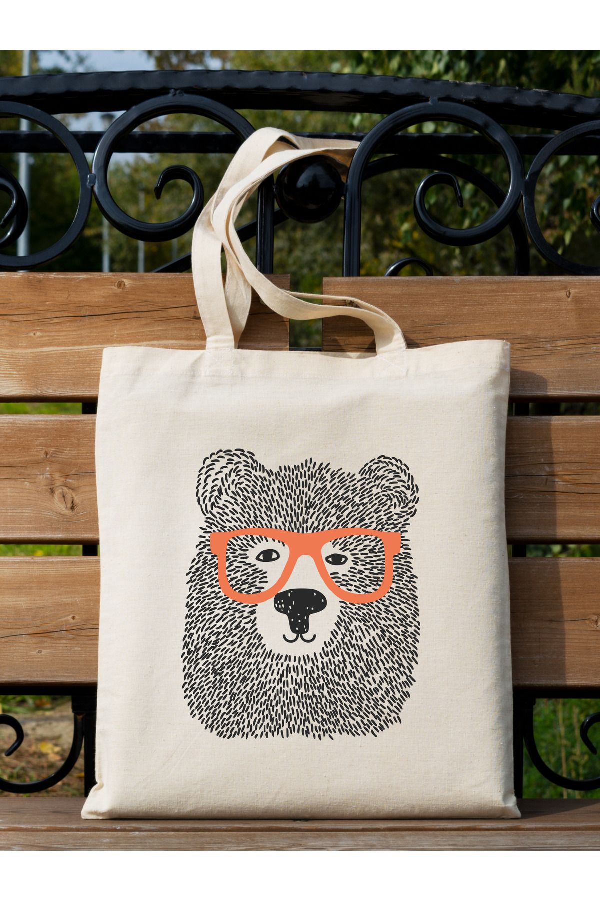 BİBANAPROMOSYON Bear Art Tote Bag Bez Çanta