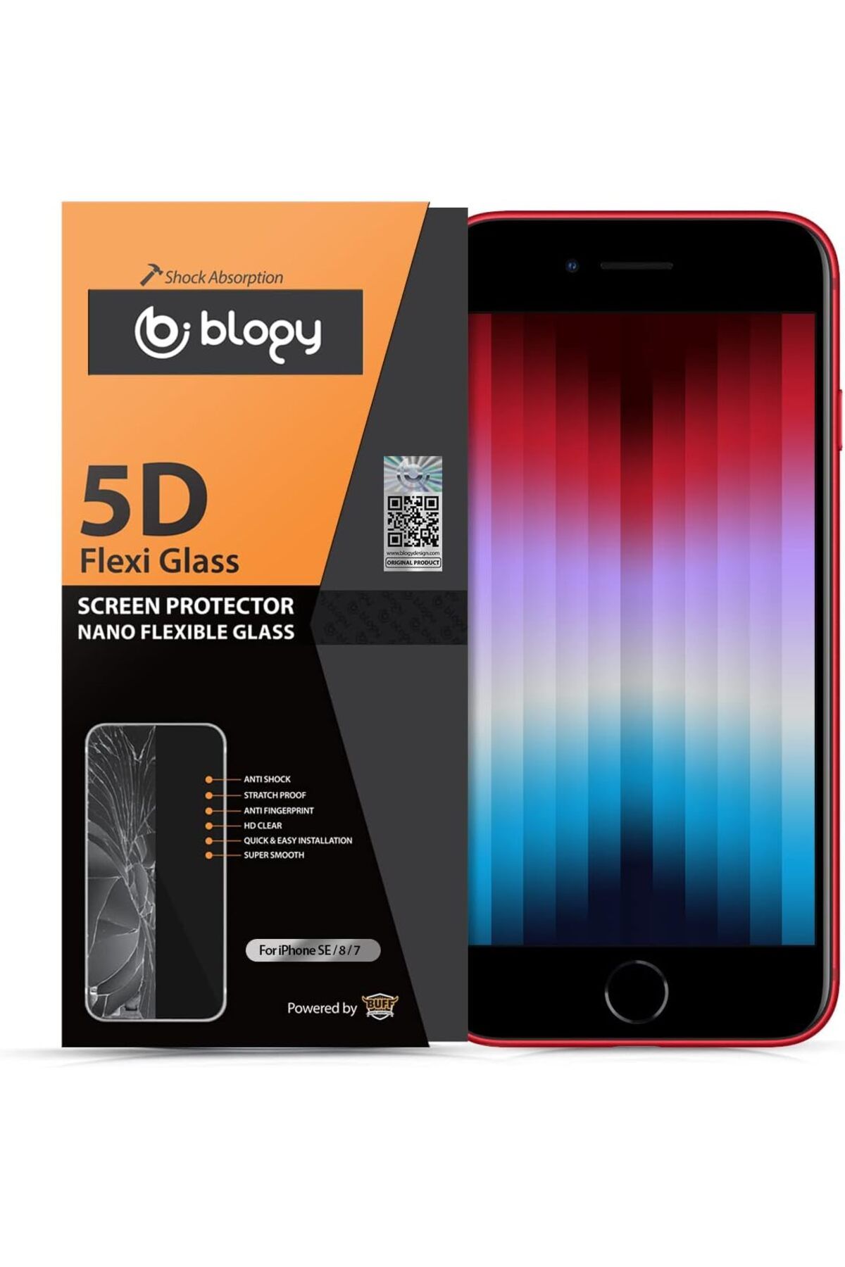 yusuftex srht Buff Blogy Iphone Se 2022/2020 Flexi 5D Tam Korumalı Hd Nano Dayanıklı Esnek Ekran Koruyucu,