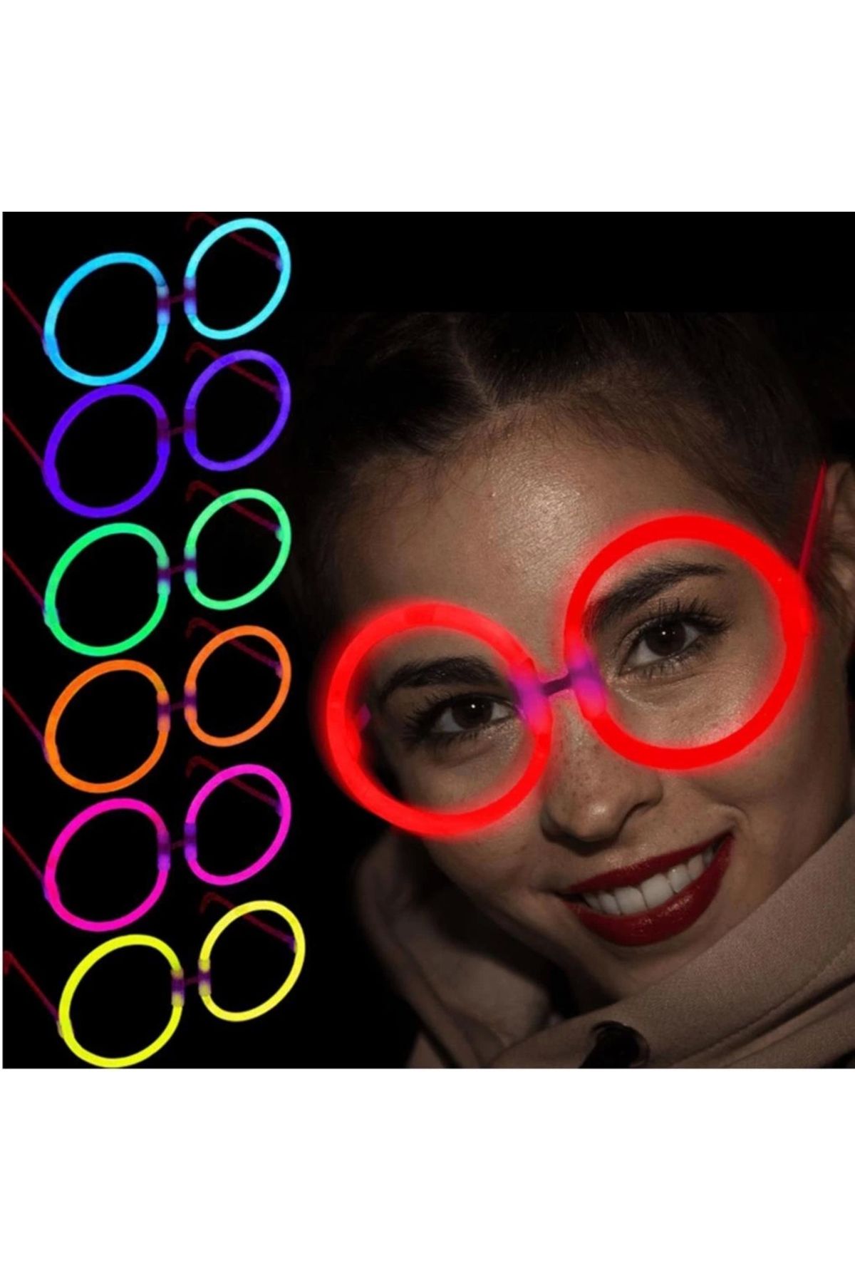 SYNOPE Çocuk   Glow Stick Yuvarlak Gözlük - Glow Partisi Gözlükleri - Glow Stick Gözlük 12 Adet