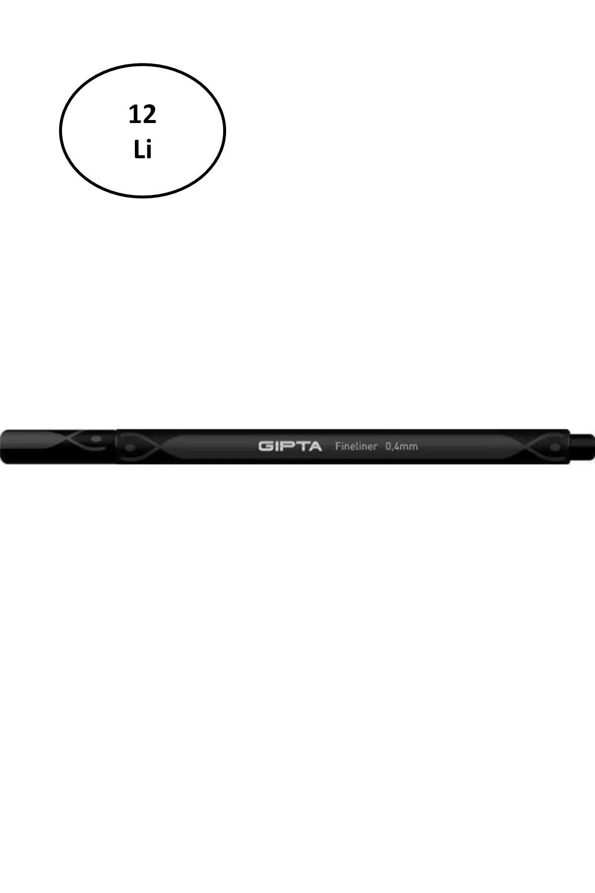 Gıpta-Fineliner Thin Felt Tip Pen 0.4 Mm Cardboard Box Triangle Black (Pack of 12) 2