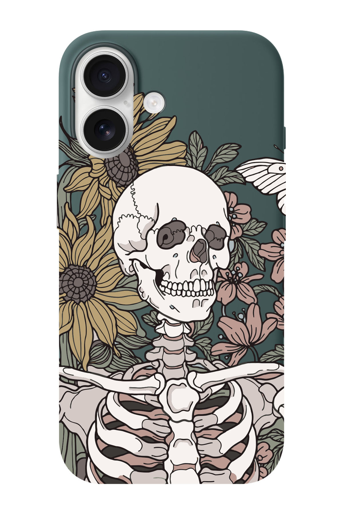 iPhone 16 Compatible Skull Patterned Suede Inside Silicone Phone Case