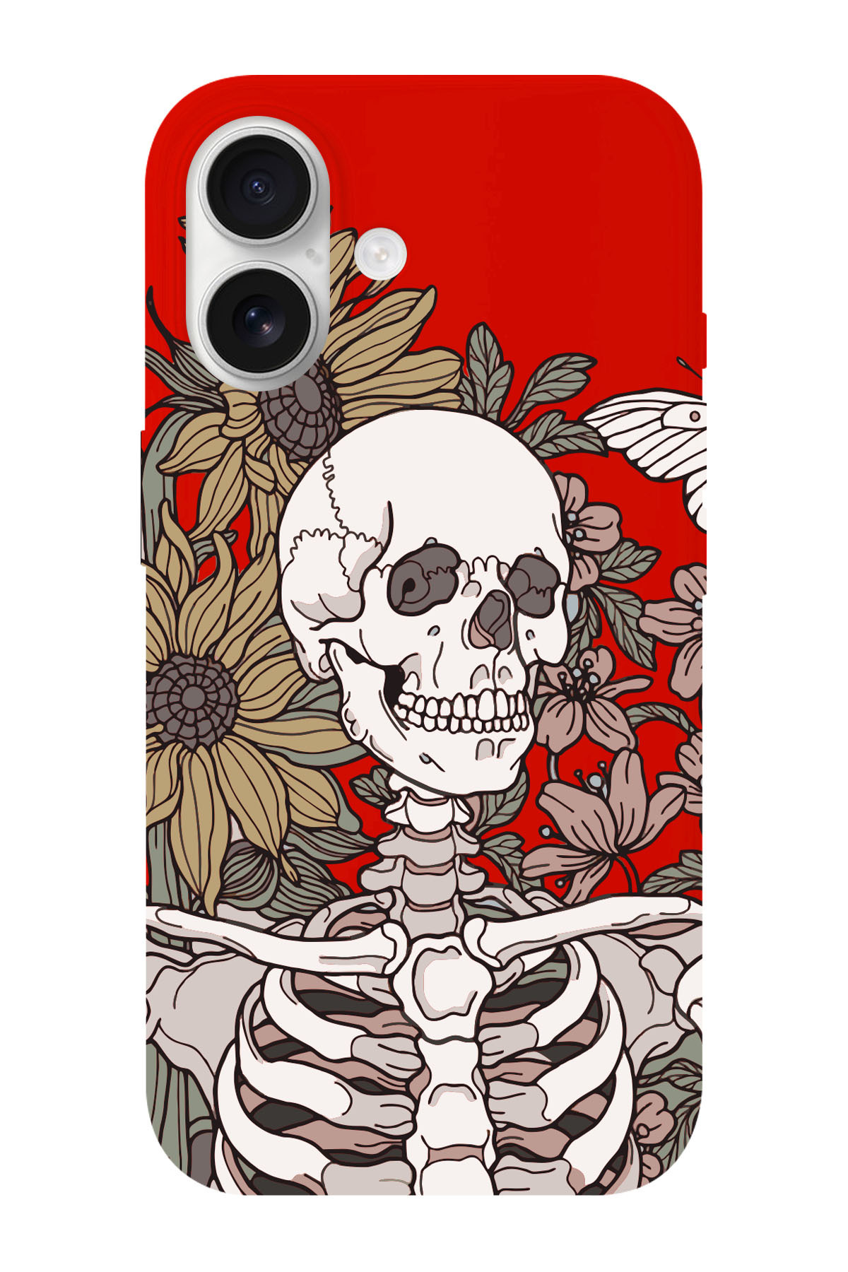iPhone 16 Compatible Skull Patterned Suede Inside Silicone Phone Case