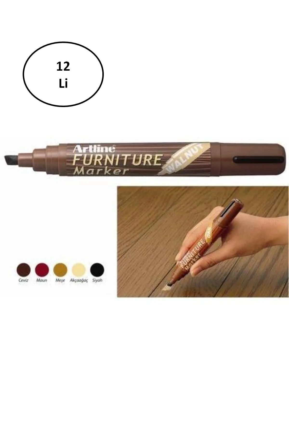 BirdoluSepet Artline Furniture Ahşap Marker Ek 95 Walnut Ceviz 12 li