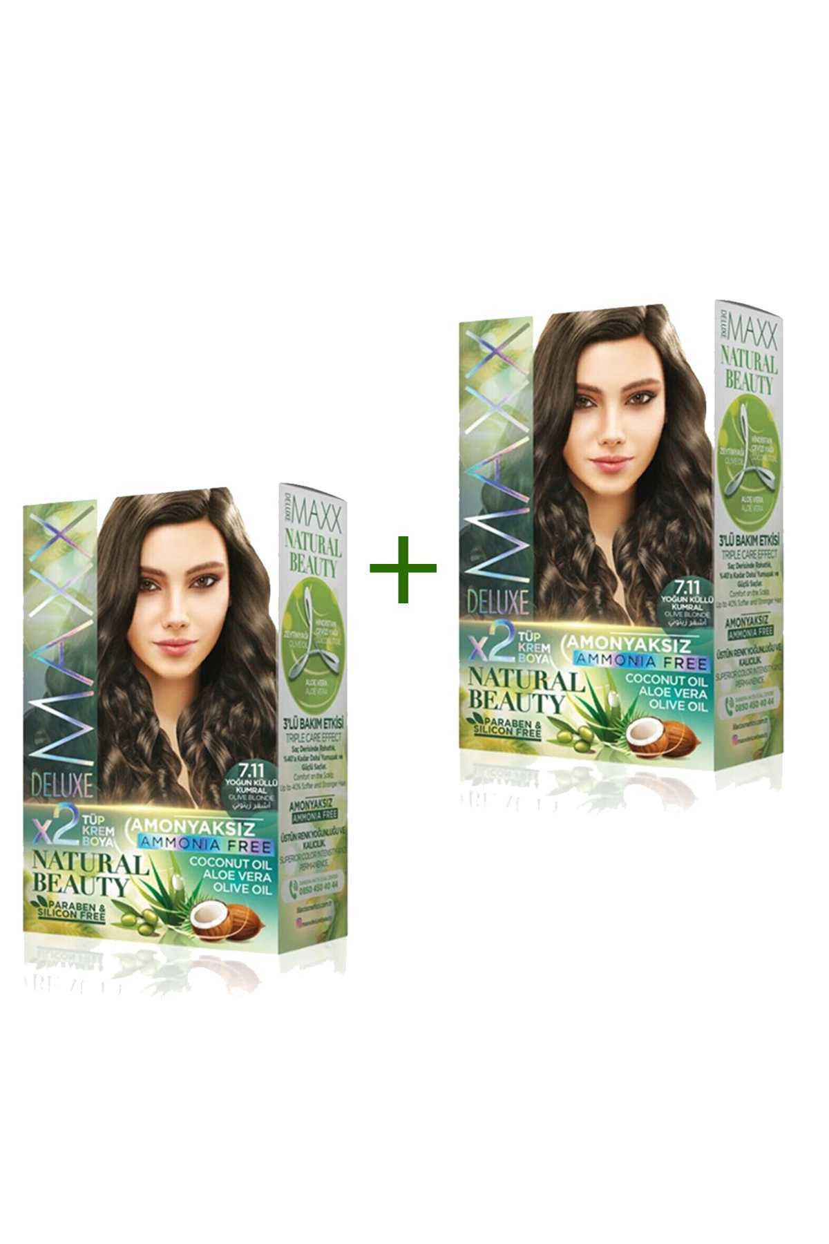 karadağsb 2 Paket Natural Beauty Amonyaksız Saç Boyası 7.11 Yoğun Küllü Kumral