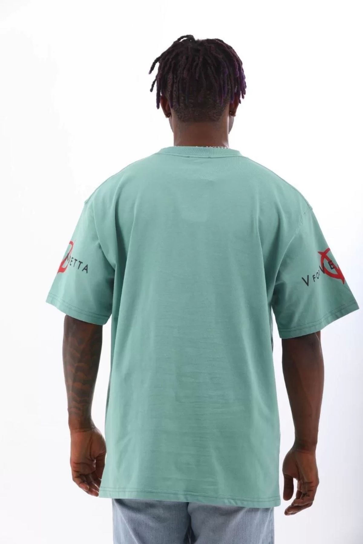 Mirage-Unisex Ramimse Oversize Mint Green Crew Neck T-Shirt 4