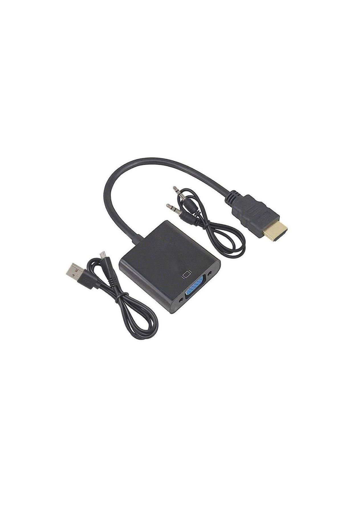 MAXGO 2114 Hdmi To Vga Çevirici Dönüştürücü Kablosu Micro Usb Güç Siyah Hdmı