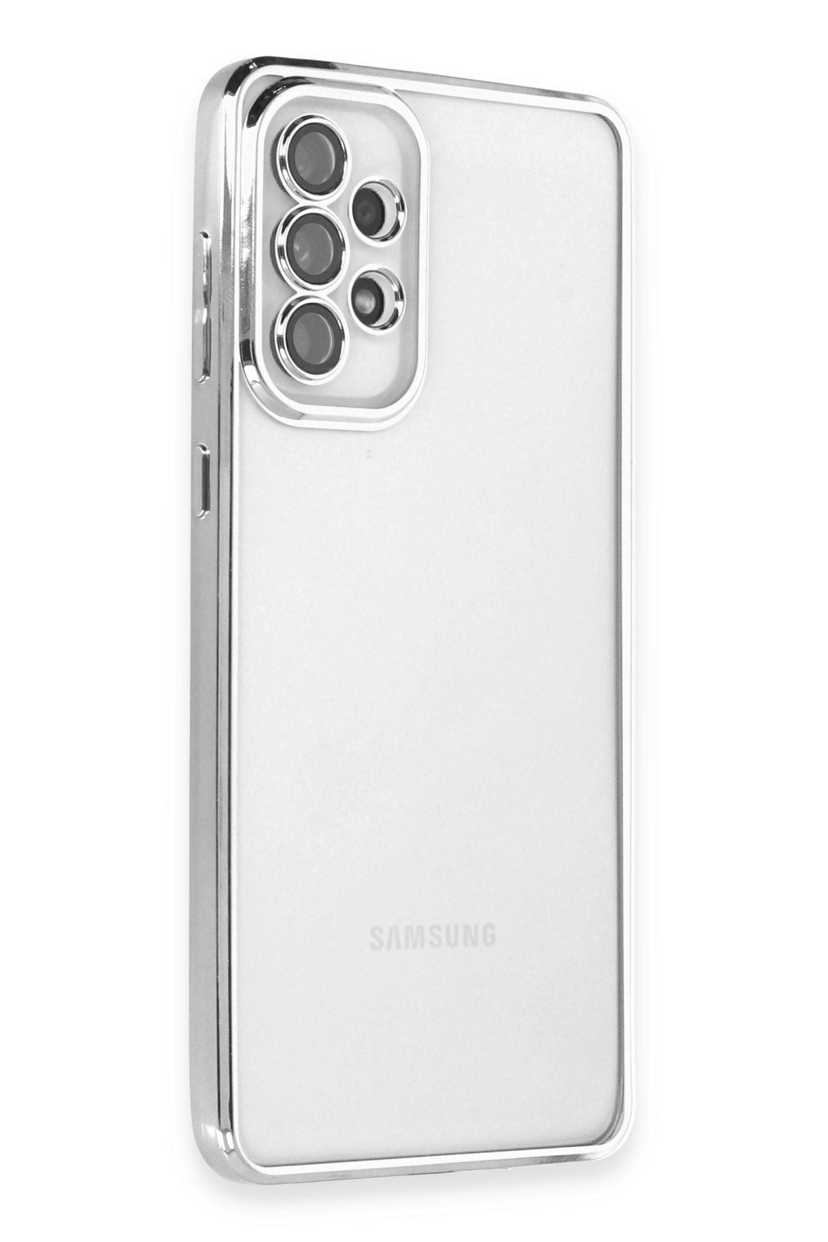 NewFace Samsung Galaxy A73 5G Kılıf Lensli Silikon - Gümüş ZRNET
