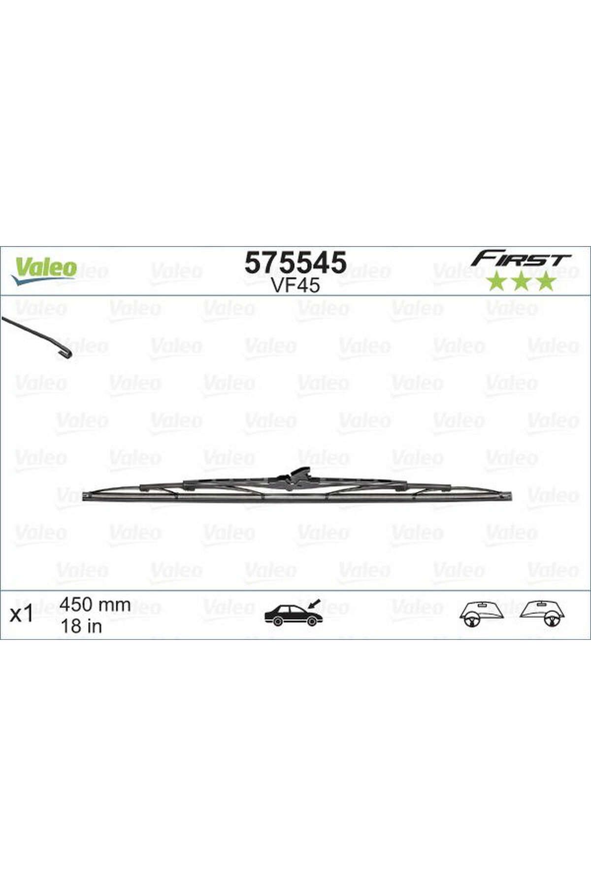 VALEO SILECEK SÜPÜRGESI 450mm NORMAL TIP (FIRST) (ÜNIVERSAL) DRSTR