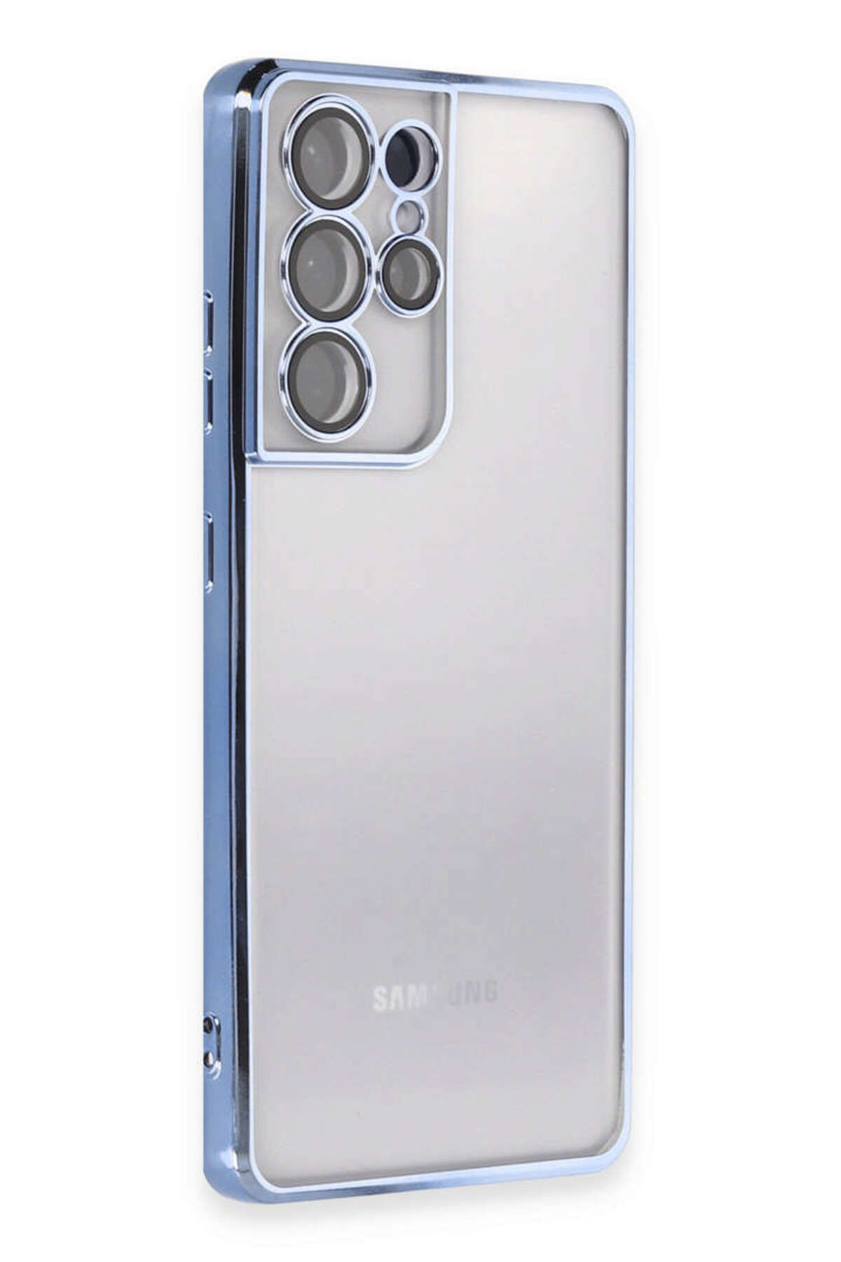 NewFace Samsung Galaxy S21 Ultra Kılıf Lensli Silikon - Açık Mavi GLSTD