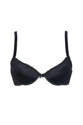 Nbb Siyah Çıkarılabilir Destekli Dantel Detaylı Sütyen