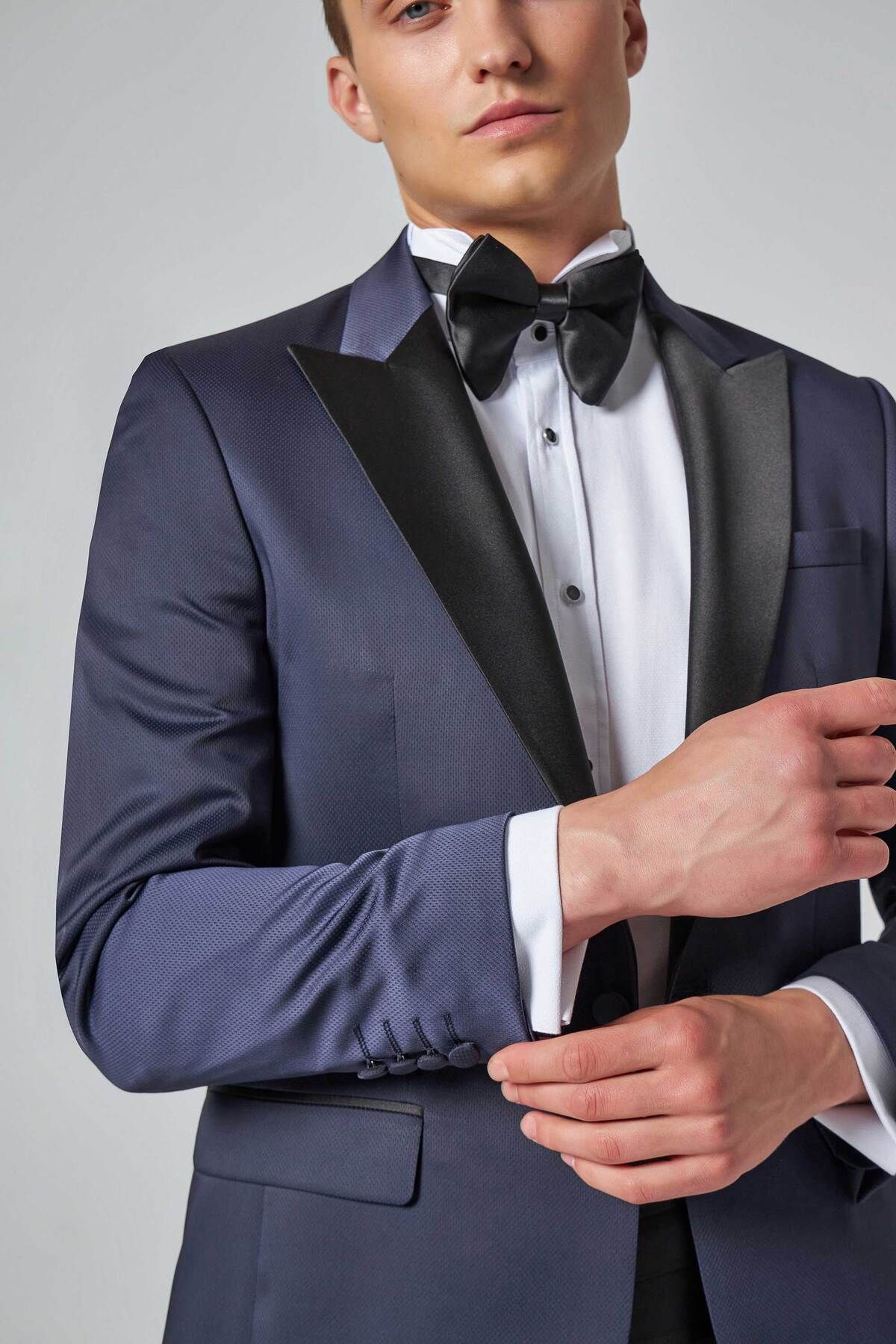 اسموکینگ آبی مردانه SLIM FIT NAVY TEAM D'S Damat