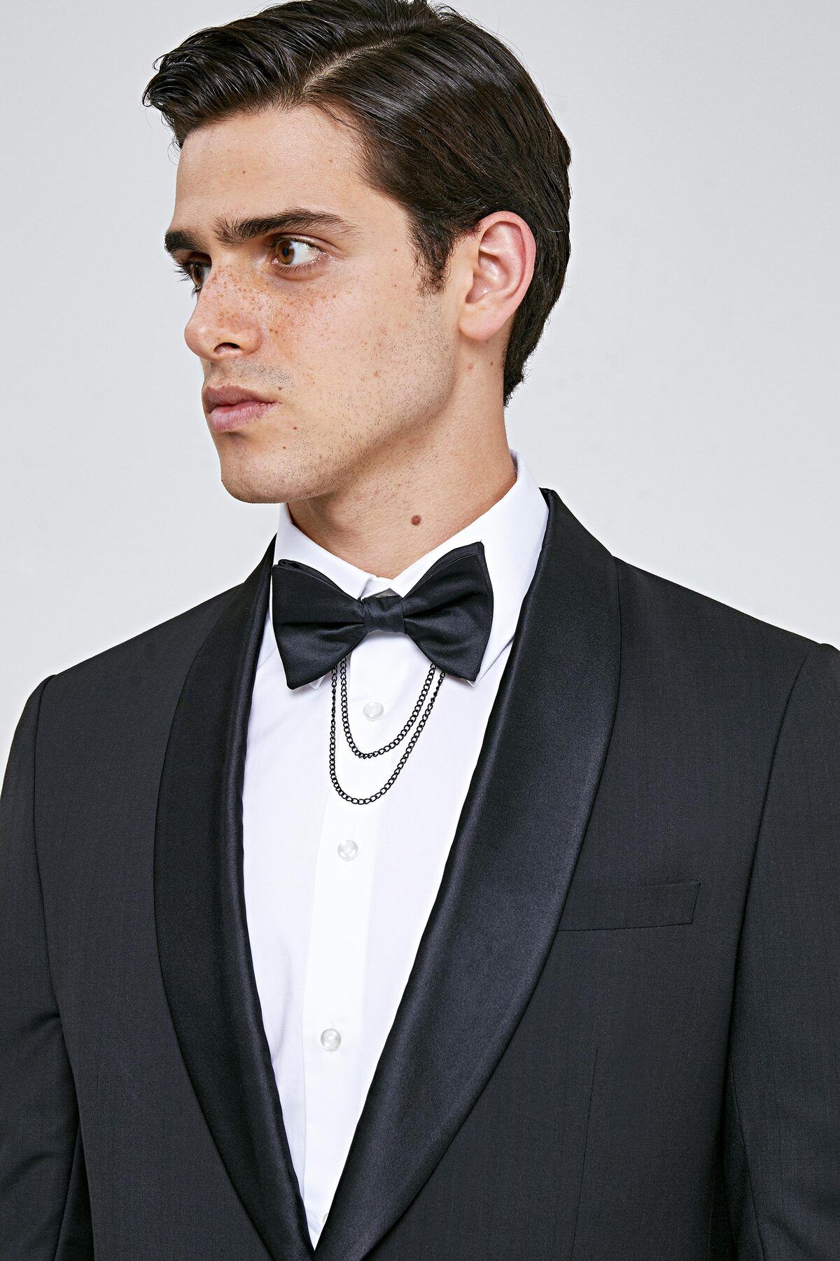 اسموکینگ مشکی مردانه داماد صاف و لباس تیمی توکسدو SLIM FIT TWN