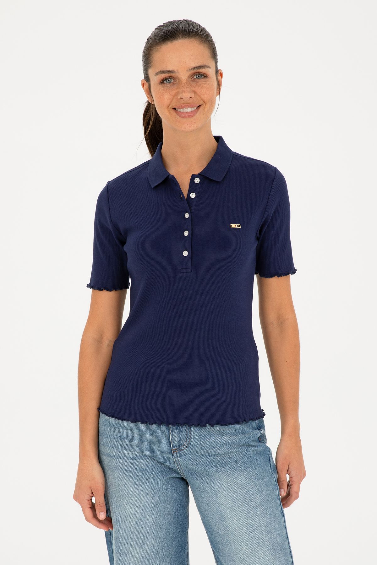 U.S. Polo Assn. Kadın Lacivert Polo Yaka Tişört 50296156-vr033