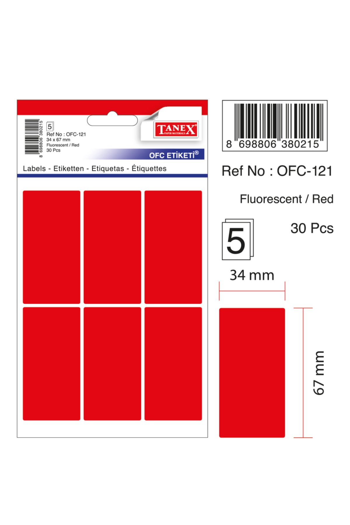 Tanex-Ofc-121 Flo Red Office Sticker 1