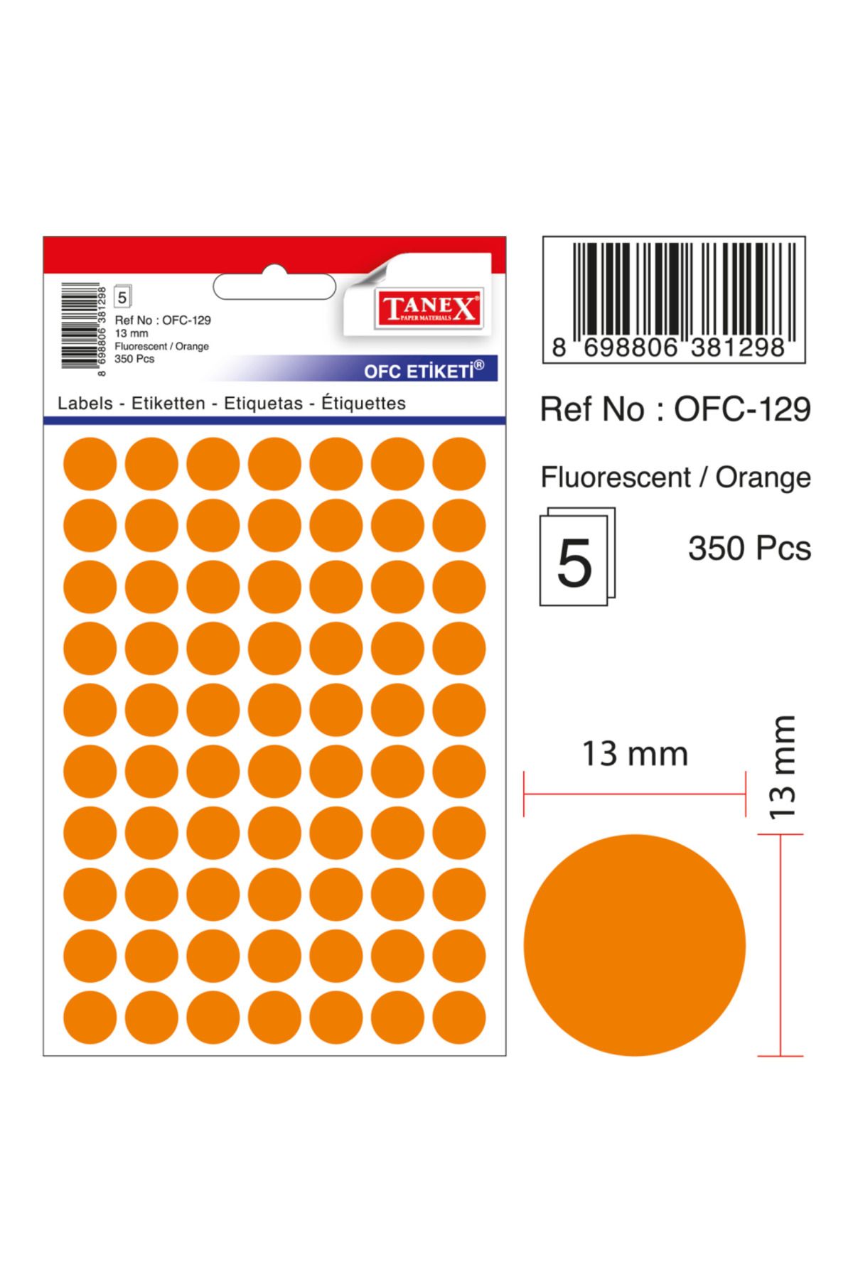 Tanex-Ofc-129 Flo Orange Office Label 1