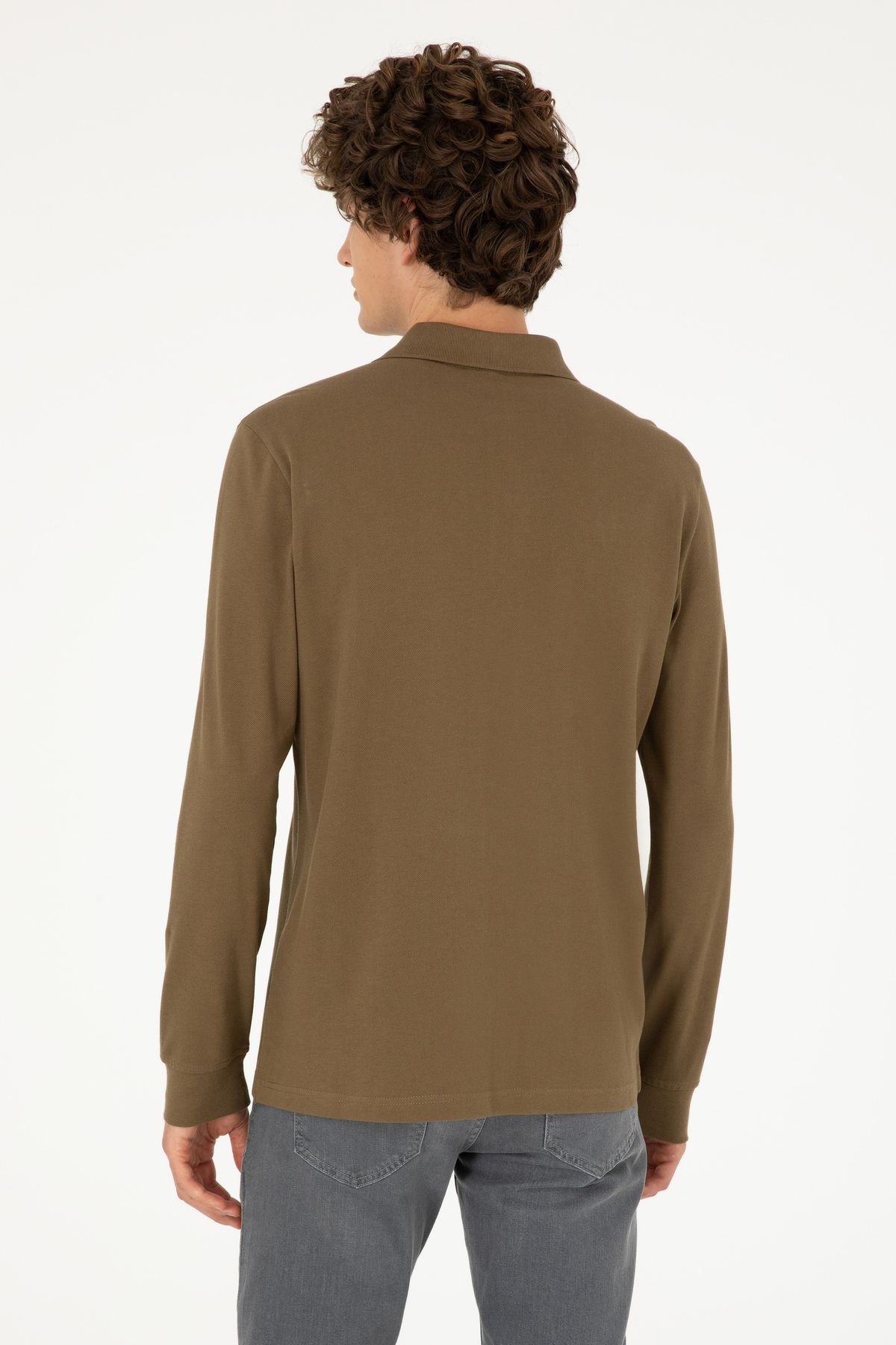 U.S. Polo Assn.-Men's Regular Fit Polo Neck Khaki Basic Sweatshirt 50295169 -Vr027 5