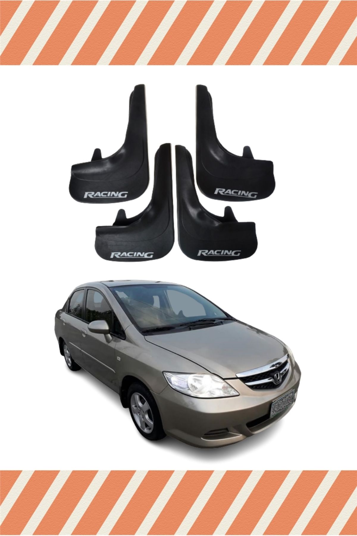 Alpax Honda City 2006-2009 Racing yazılı 4’lü tozluk çamurluk paçalık sportif koruma