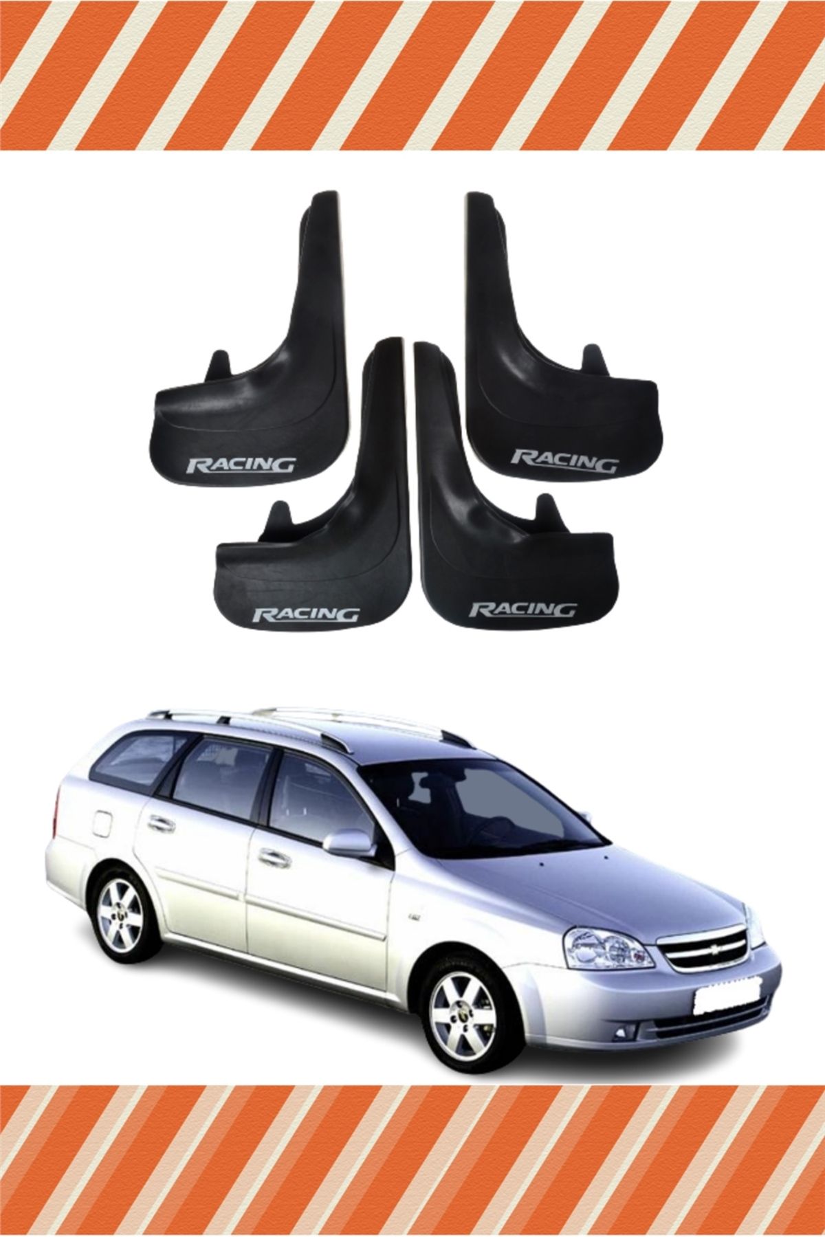 Alpax Chevrolet Lacetti Stw Racing yazılı 4’lü tozluk çamurluk paçalık, sportif görünüm sunar