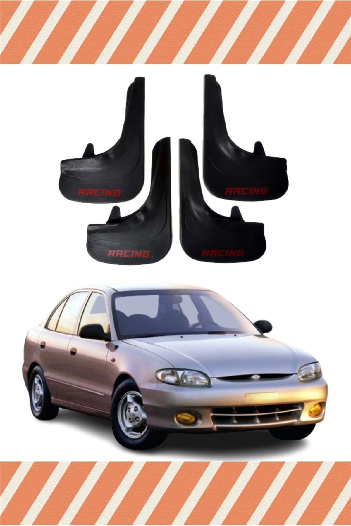 Alpax Hyundai Excel tüm kasalar Racing yazılı 4’lü tozluk çamurluk paçalık