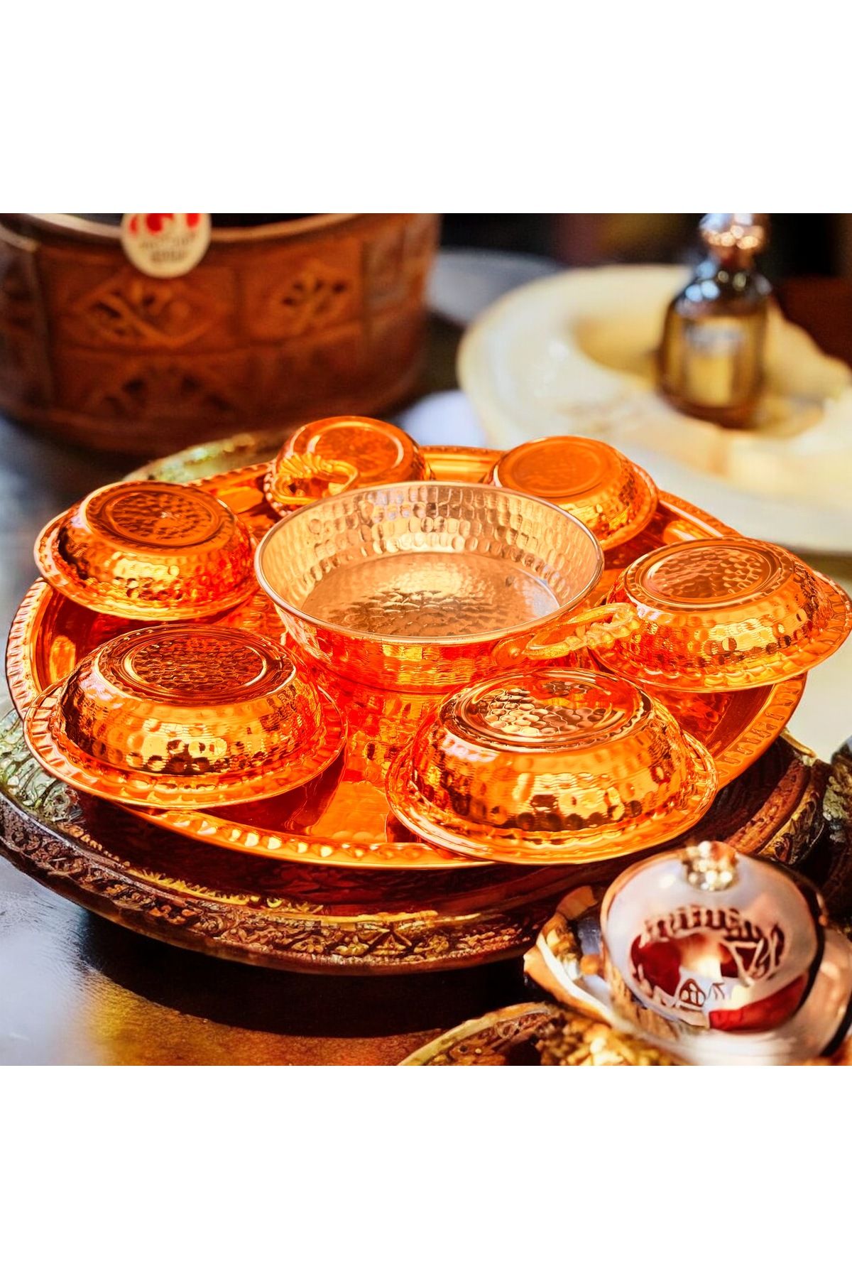 MY ZEY-Copper Set Breakfast Serving Pan and Sauce Tray Set 5
