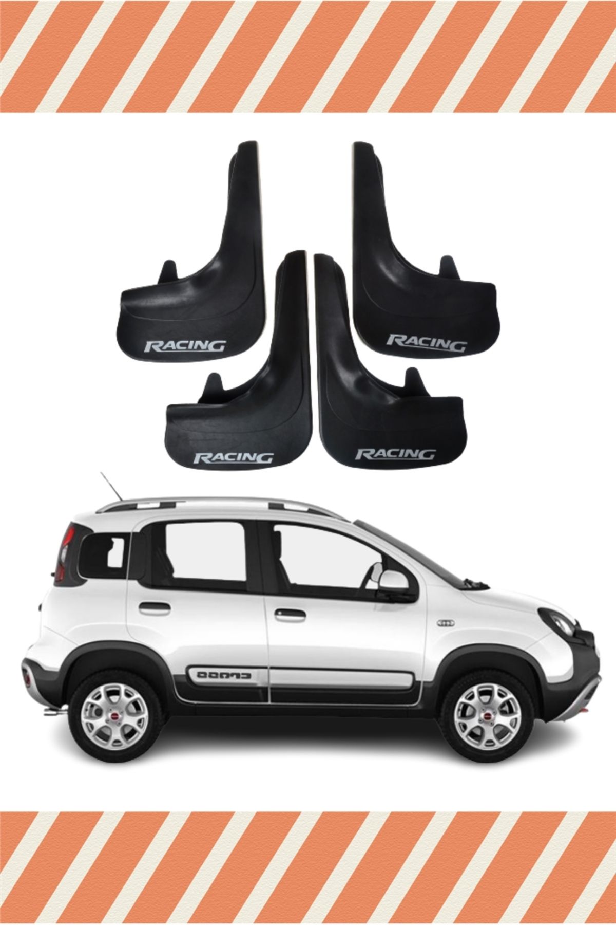 Alpax Fiat Panda Racing yazılı 4’lü tozluk çamurluk paçalık güvenilir koruma sağlar