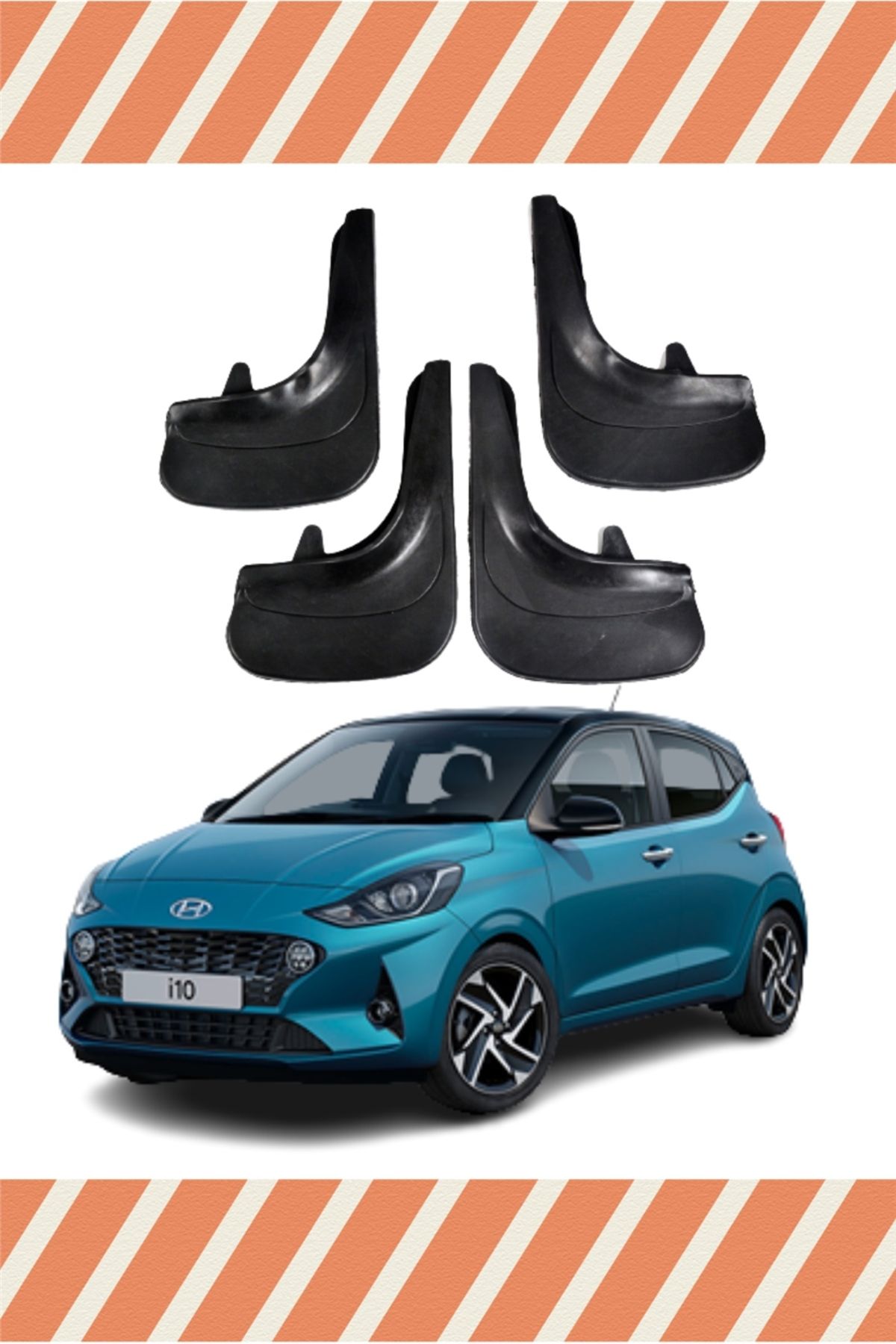 Alpax Hyundai i10 racing yazılı 4’lü tozluk çamurluk paçalık