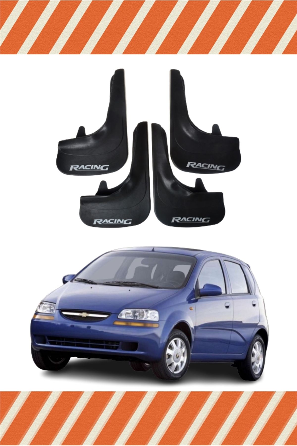 Alpax Chevrolet Aveo Hb 2005-2011 Racing yazılı 4’lü tozluk çamurluk paçalık