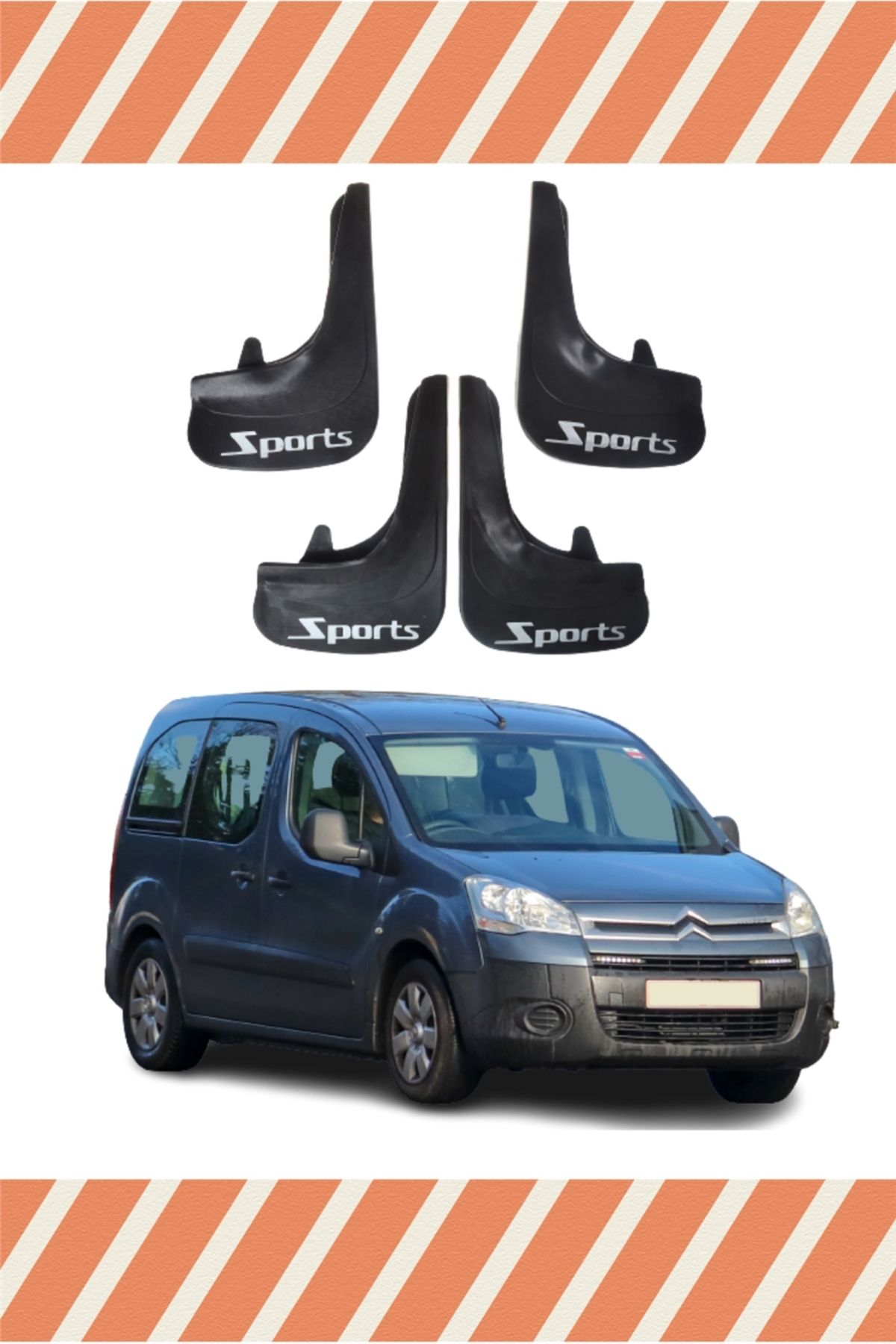 Alpax Citroen Berlingo 2008-2018 sports yazılı 4’lü tozluk çamurluk paçalık