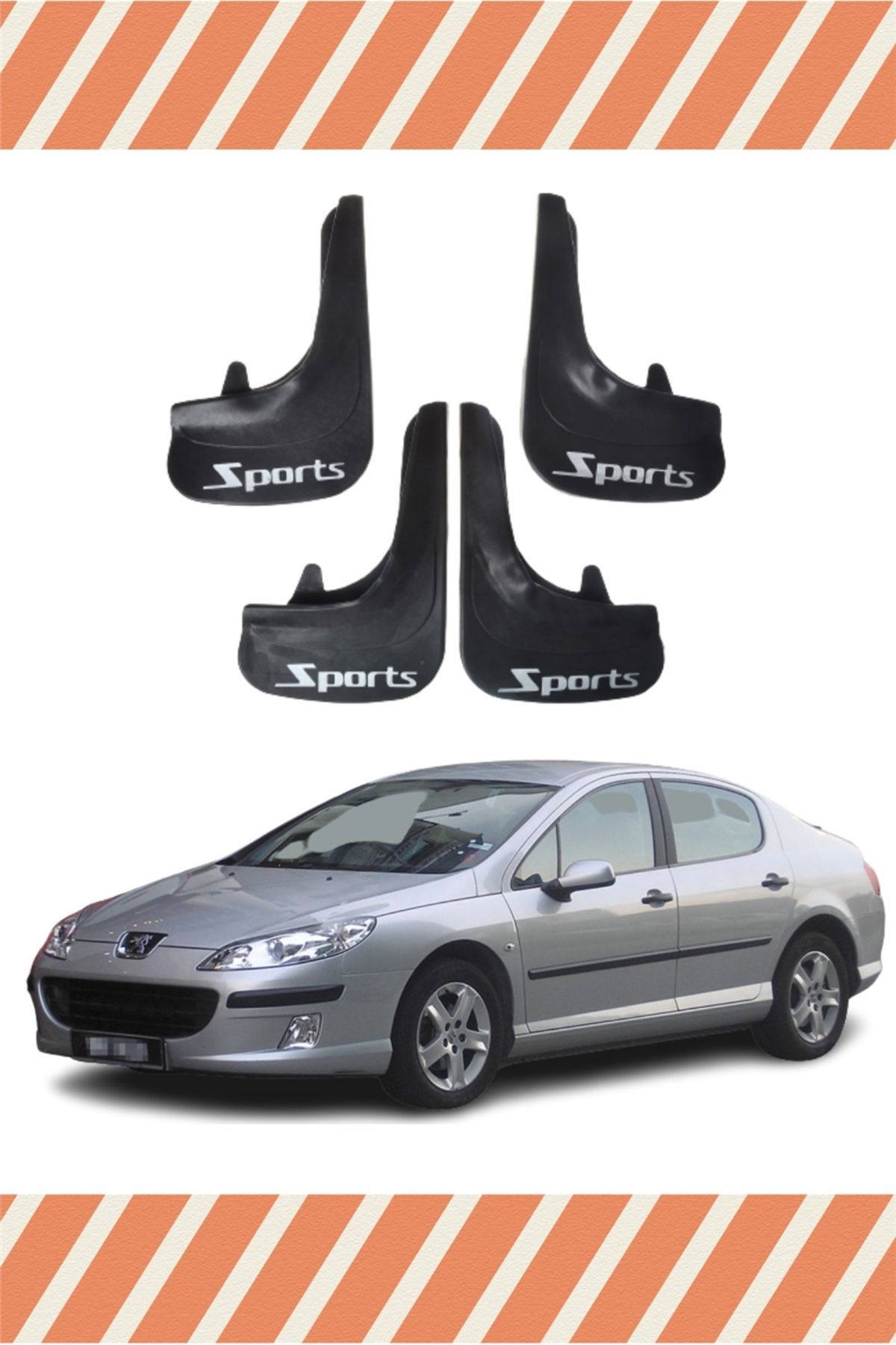 Alpax Peugeot 407 Sports yazılı 4’lü tozluk çamurluk paçalık şık görünüm