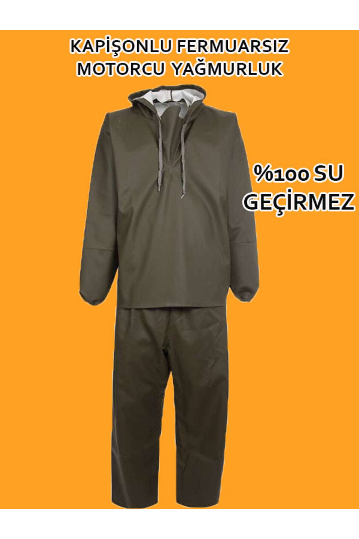 go out UCUZ MOTORCU KURYE YAĞMURLUK KAPİŞONLU ŞAPKALI DİKİŞSİZ FERMUARSIZ  GARANTİLİ