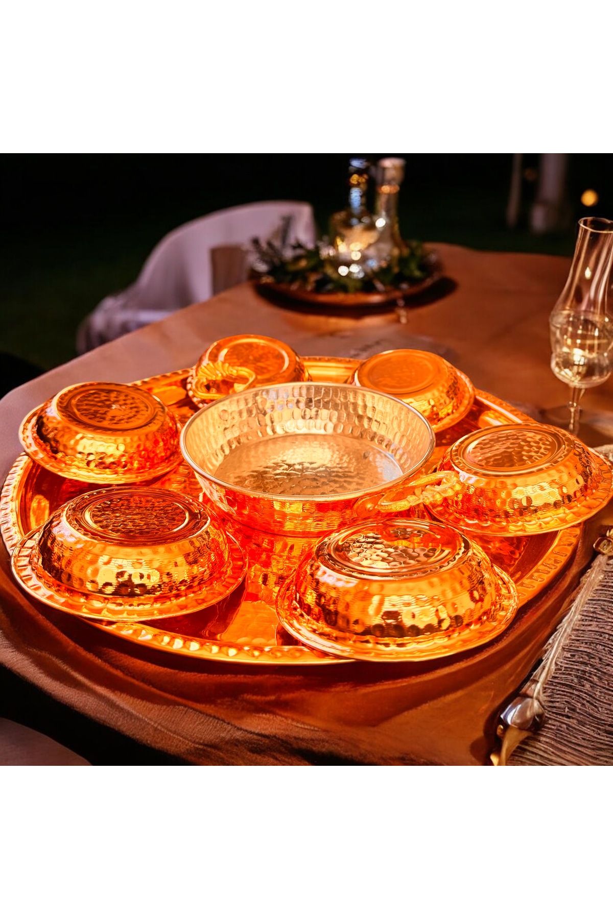 MY ZEY-Copper Set Breakfast Serving Pan and Sauce Tray Set 4