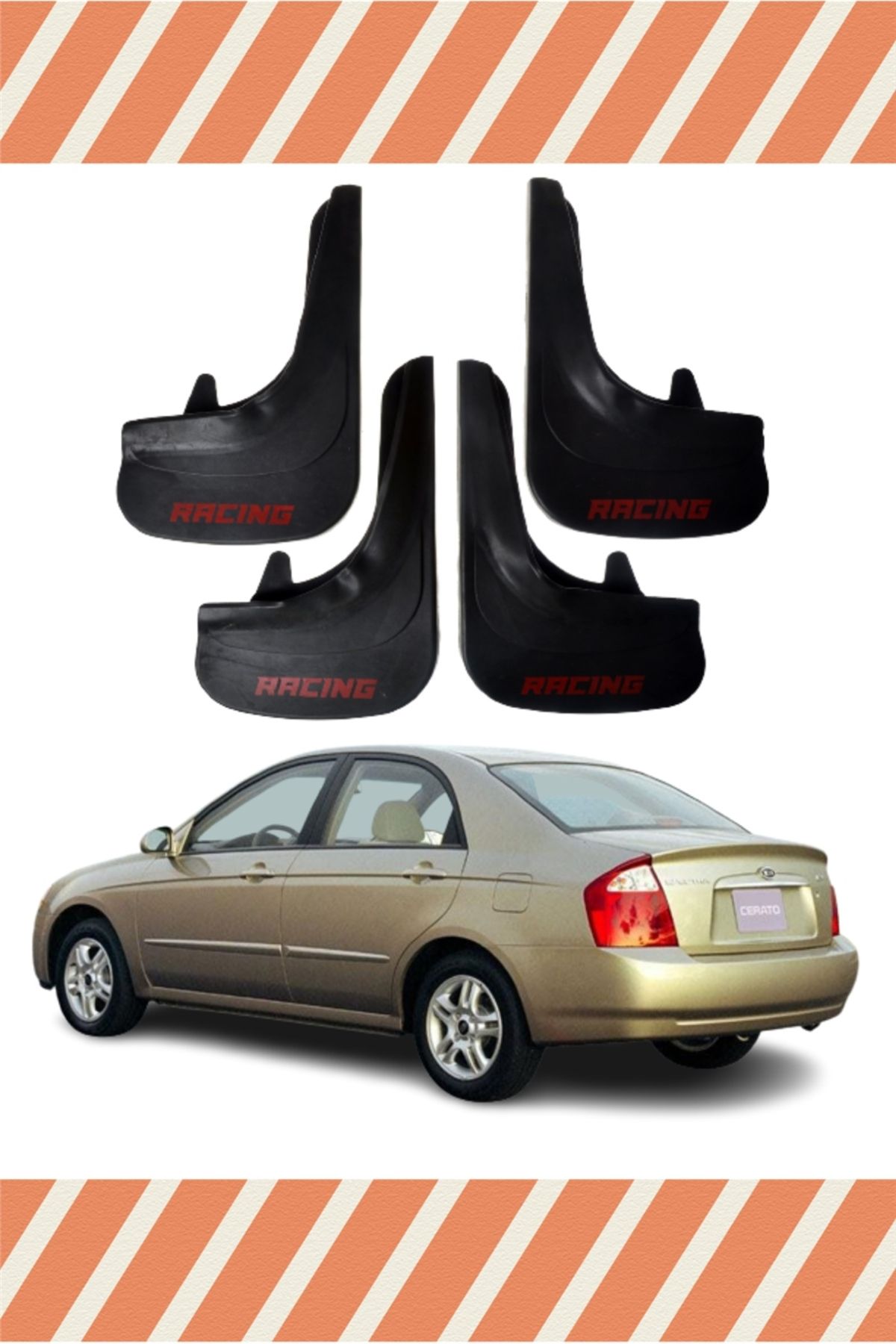 Alpax Kia Cerato 2004-2009 Racing yazılı 4’lü tozluk çamurluk paçalık