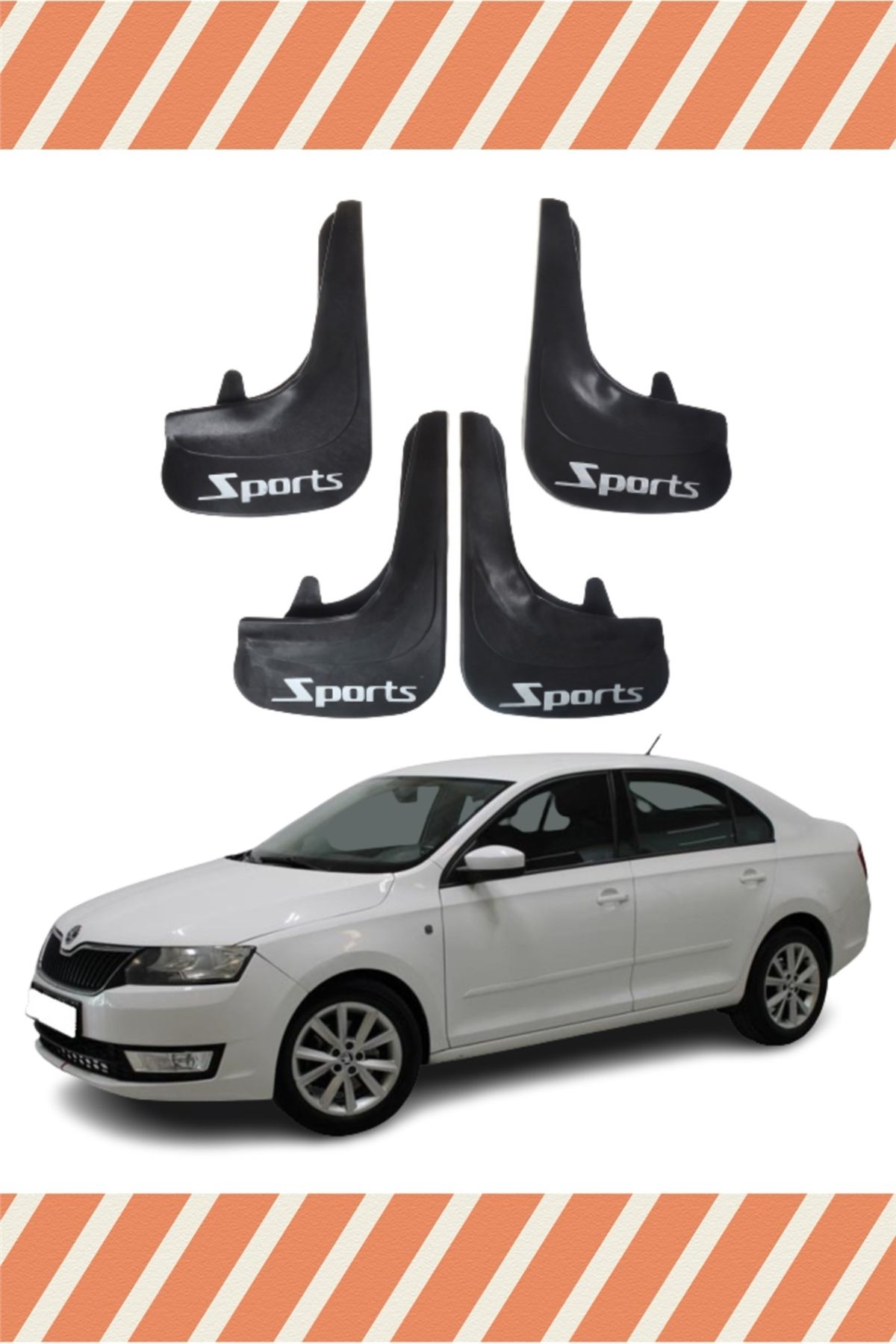 Alpax Skoda Rapid Sports yazılı 4’lü tozluk çamurluk paçalık şık ve dayanıklı