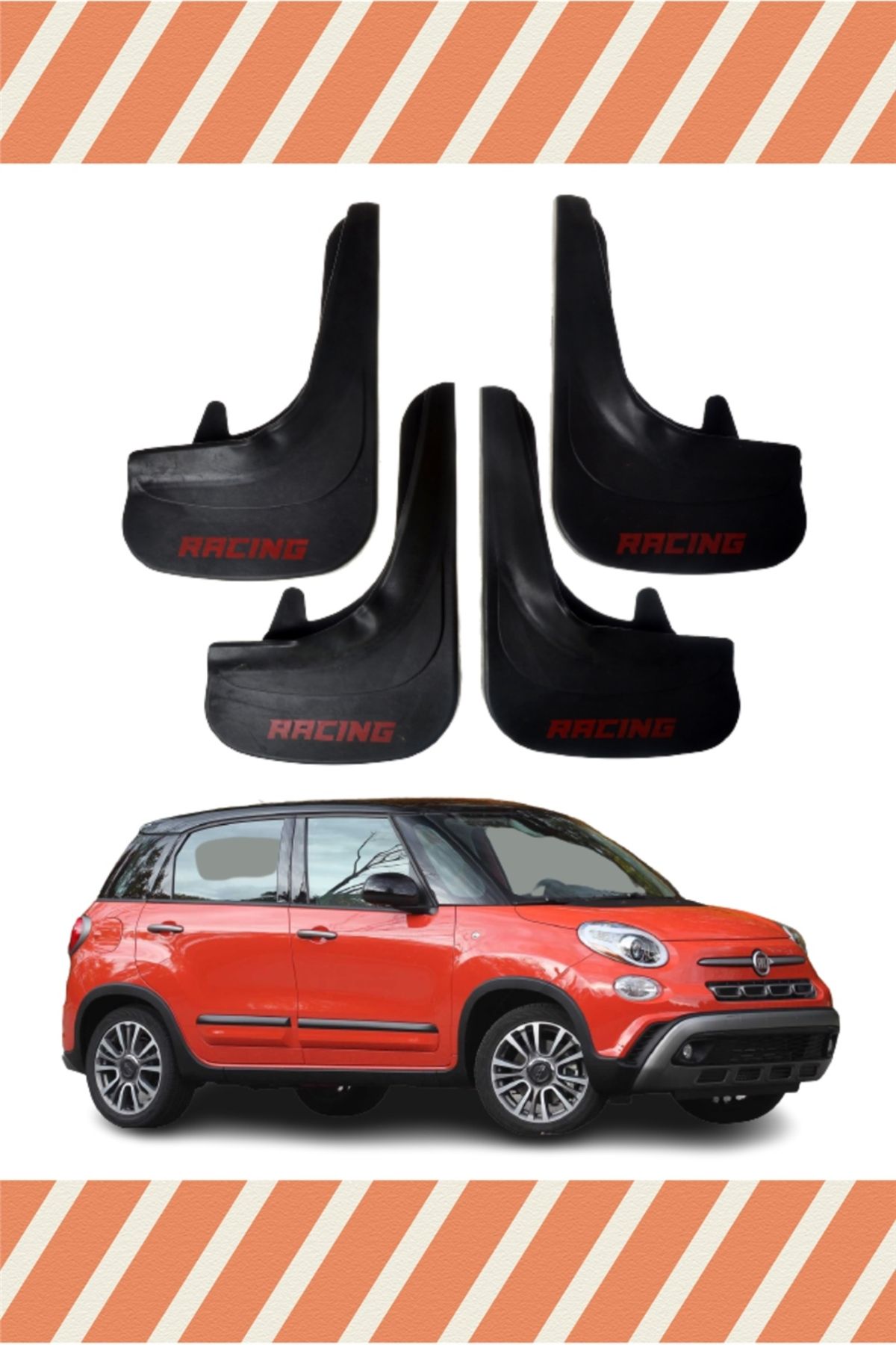 Alpax Fiat 500l Racing yazılı 4’lü tozluk çamurluk paçalık dayanıklı malzeme