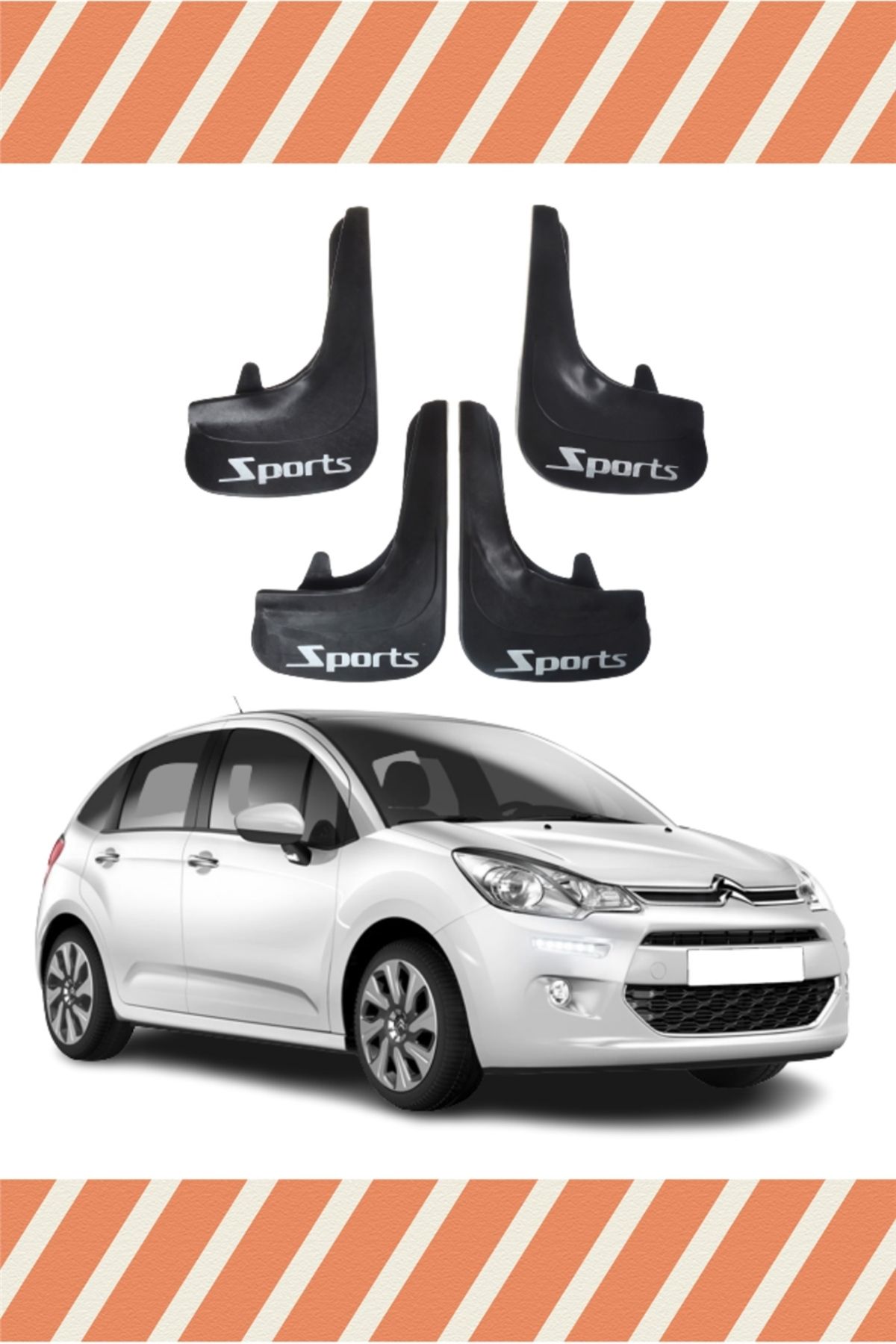 Alpax Citroen C3 2011-2015 Sports yazılı 4’lü tozluk çamurluk paçalık uyumlu