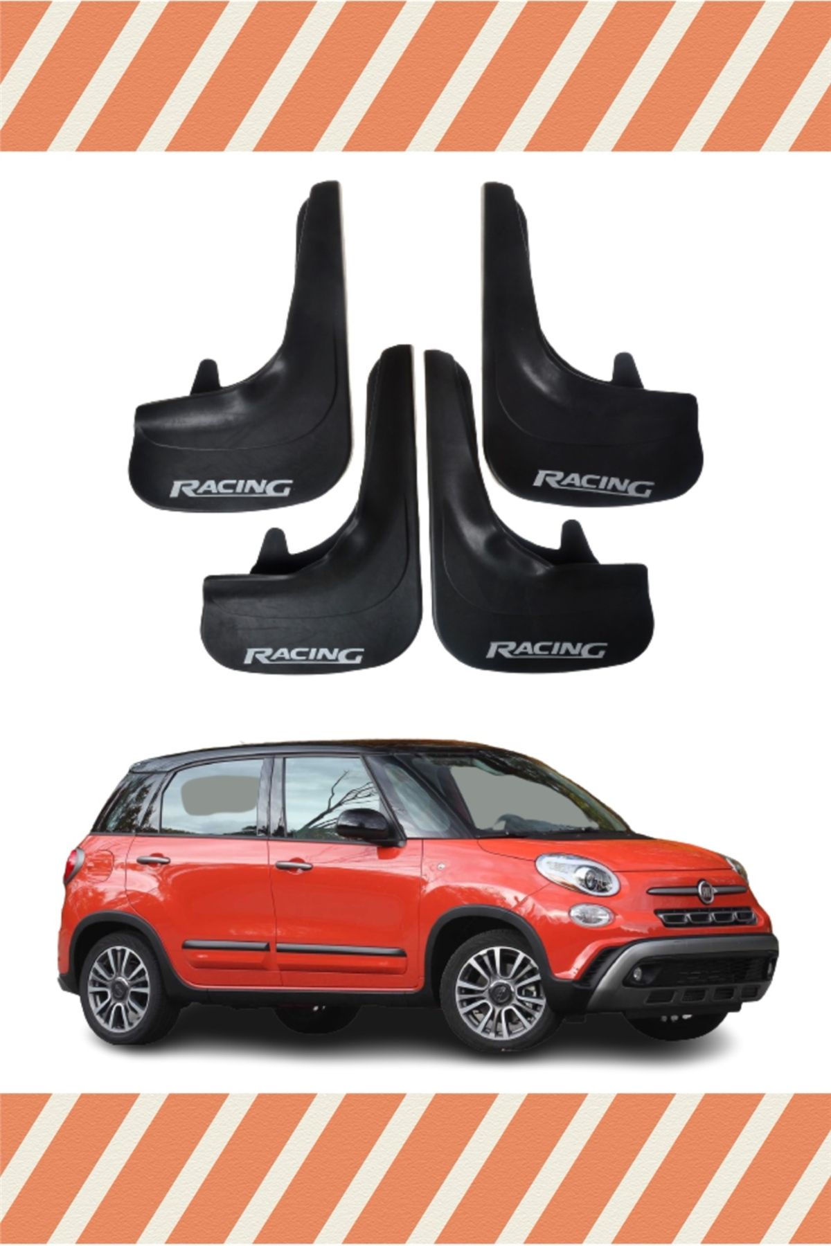 Alpax Fiat 500L Racing yazılı 4’lü tozluk çamurluk paçalık sportif koruma