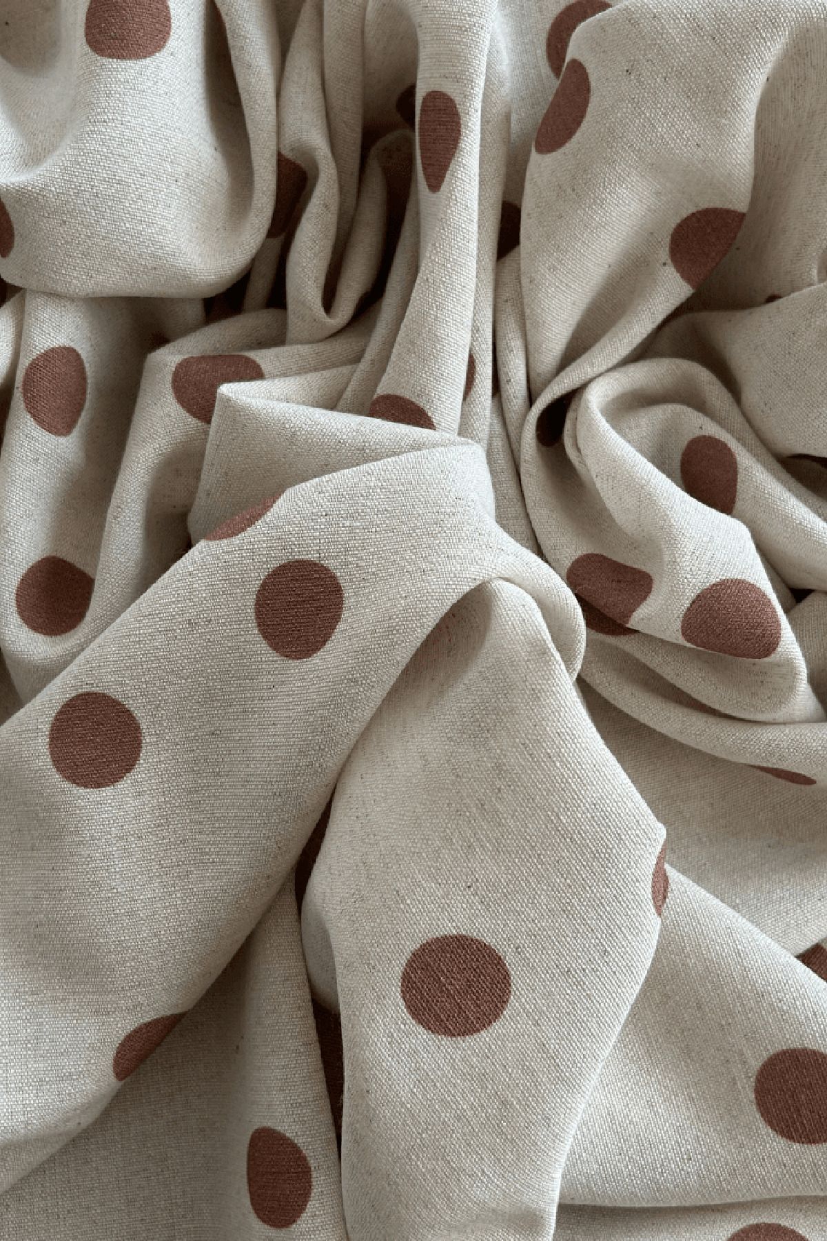 Doray Kumaş-Large Polka Dot Patterned Viscose Linen Fabric Dry - 158 1